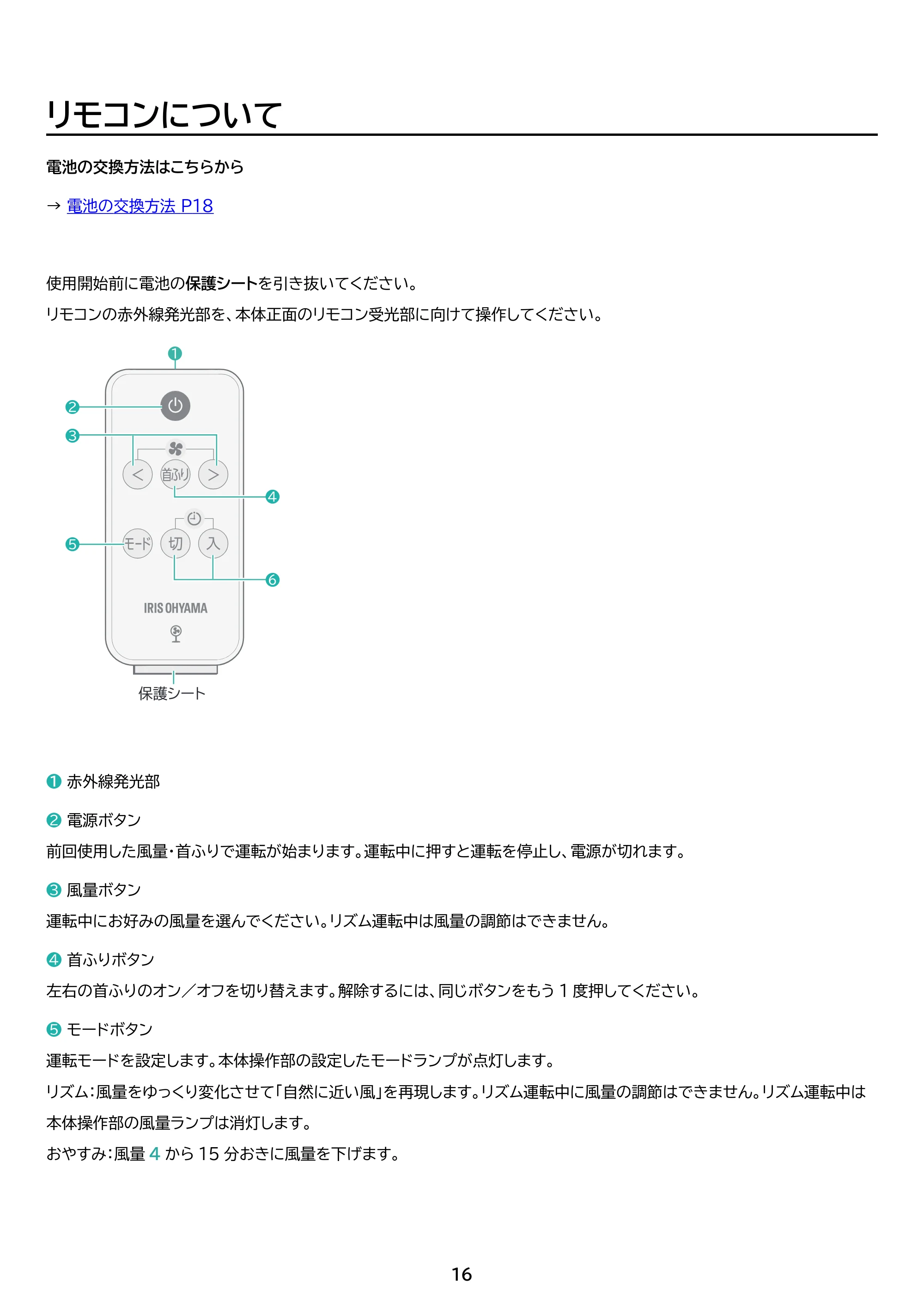 アイリスオーヤマ LFD-307L 取扱説明書 — 原本ページ — 16ページ
