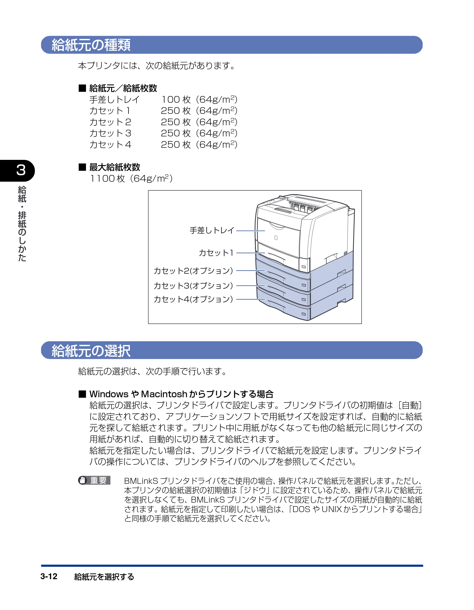 キヤノン LBP3800/3700 ユーザーズガイド 2006年5月25日更新 （PDF形式／6.93Mバイト） — 給紙元の種類 — 原本ページ — 80ページ