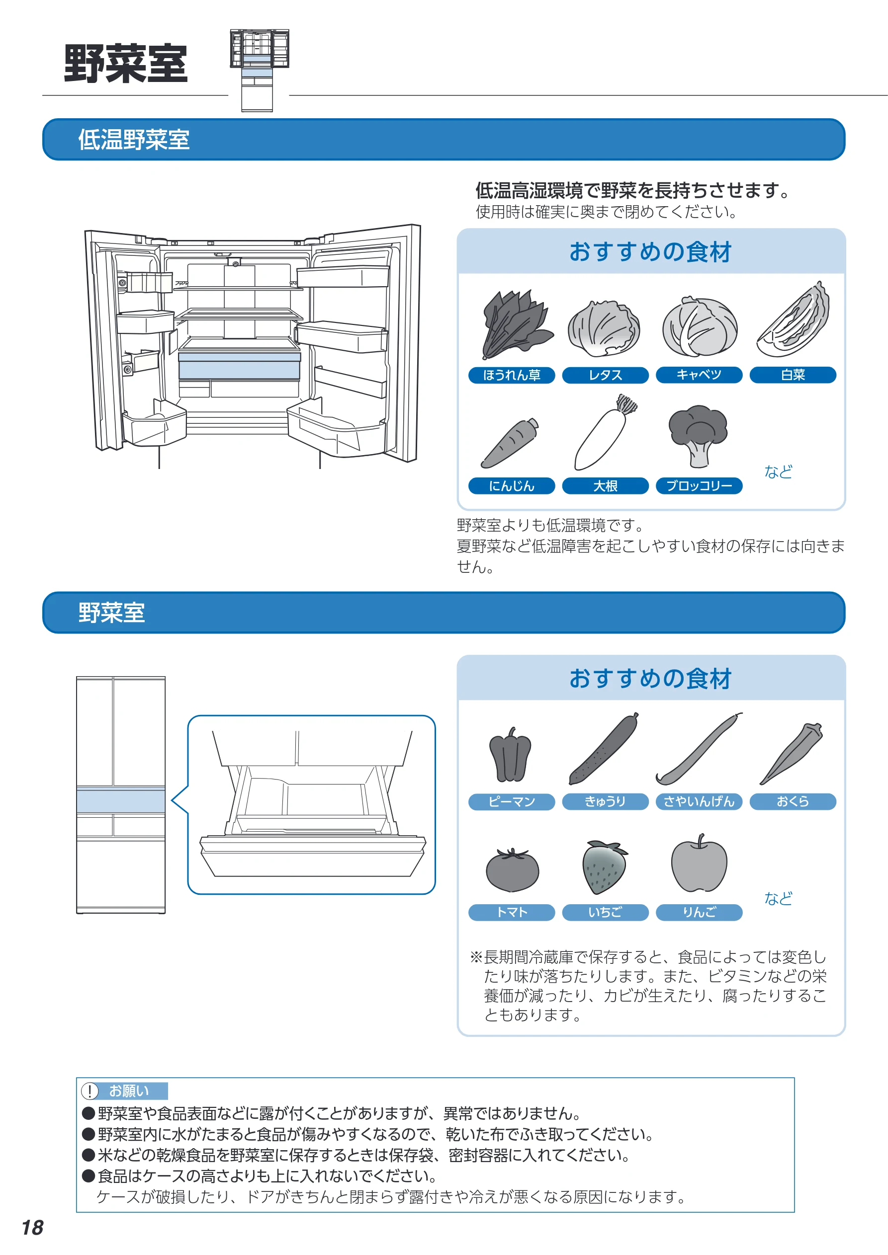 アイリスオーヤマ IRSN-C50A 取扱説明書 — 野菜室 — 図版 18-1 — 18ページ