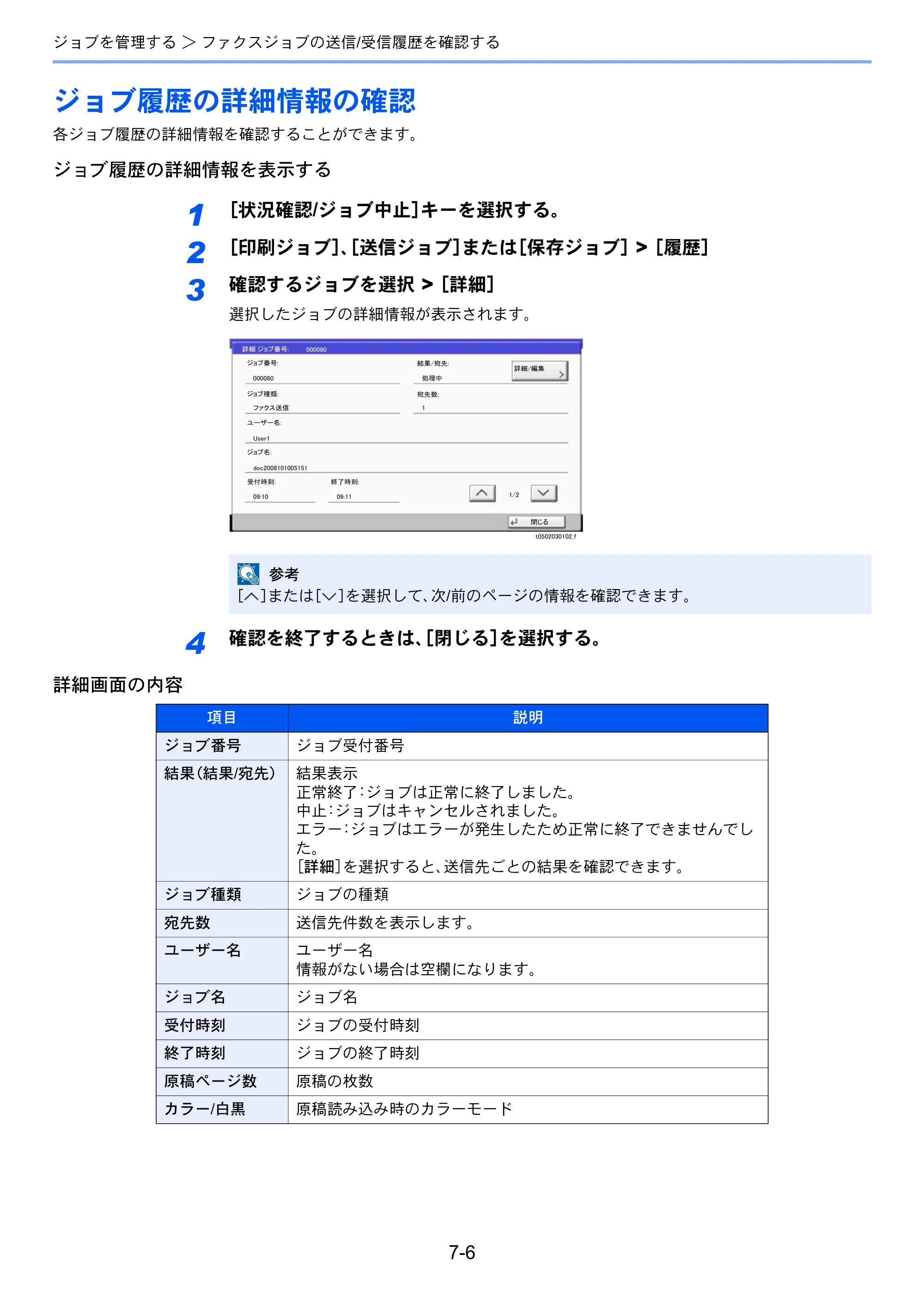 京セラ TASKalfa 2553ci / TASKalfa 3253ci / TASKalfa 4053ci TASKalfa 9003i/7003i FAX使用説明書 — ジョブ履歴の詳細情報の確認 — 原本ページ — 181ページ