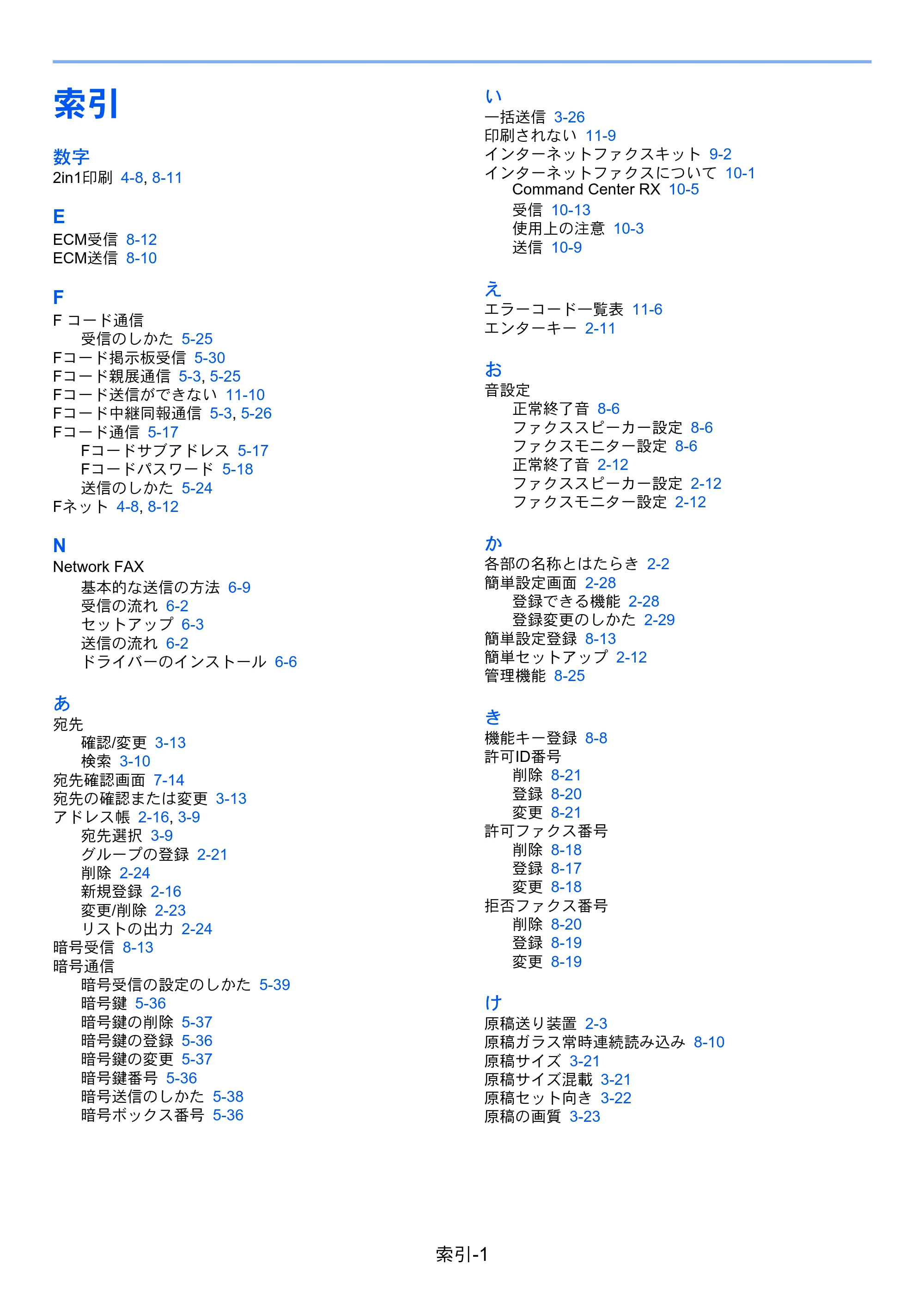 京セラ TASKalfa 2553ci / TASKalfa 3253ci / TASKalfa 4053ci TASKalfa 9003i/7003i FAX使用説明書 — 索引 — 原本ページ — 273ページ