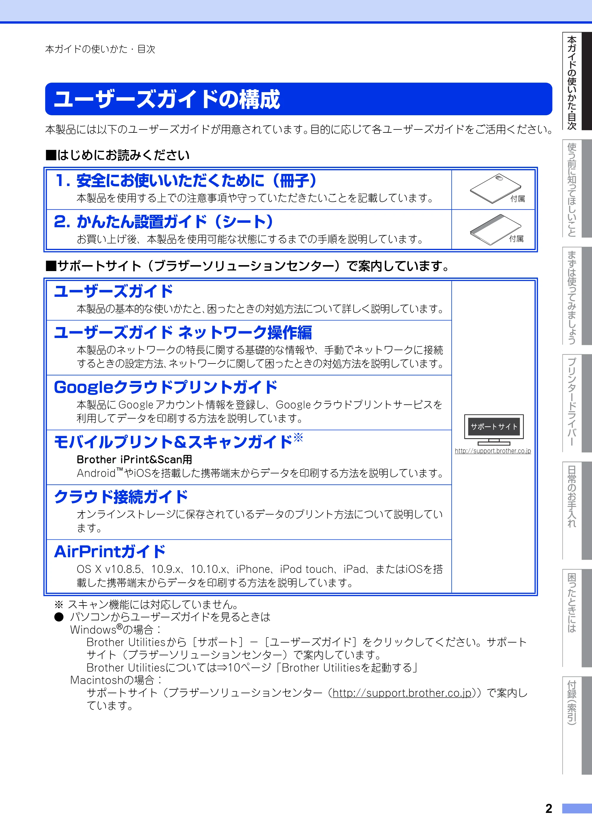 ブラザー HL-L6400DW ユーザーズガイド — ユーザーズガイドの構成 — 原本ページ — 2ページ