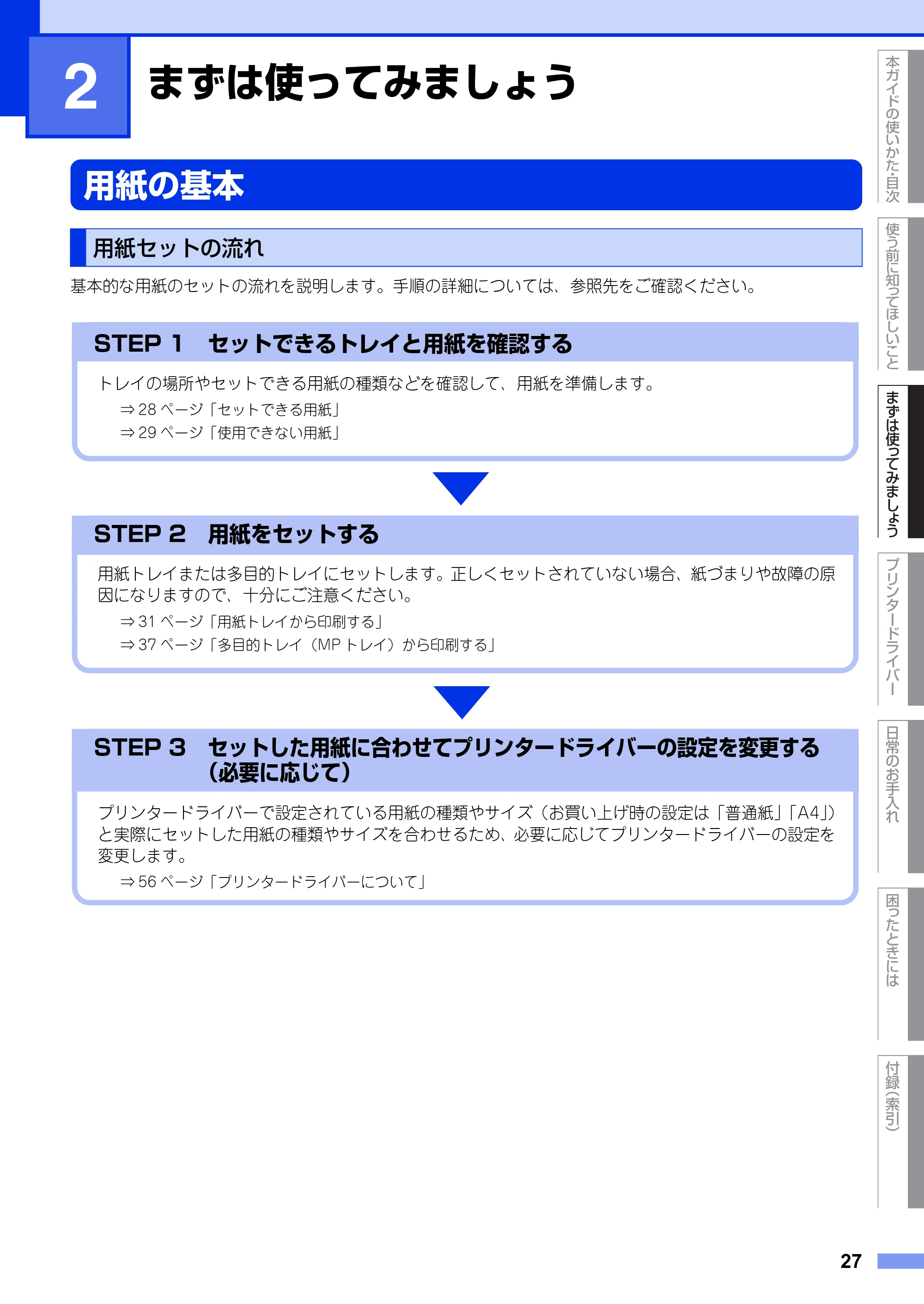 ブラザー HL-L6400DW ユーザーズガイド — 第2章 まずは使ってみましょう — 原本ページ — 27ページ