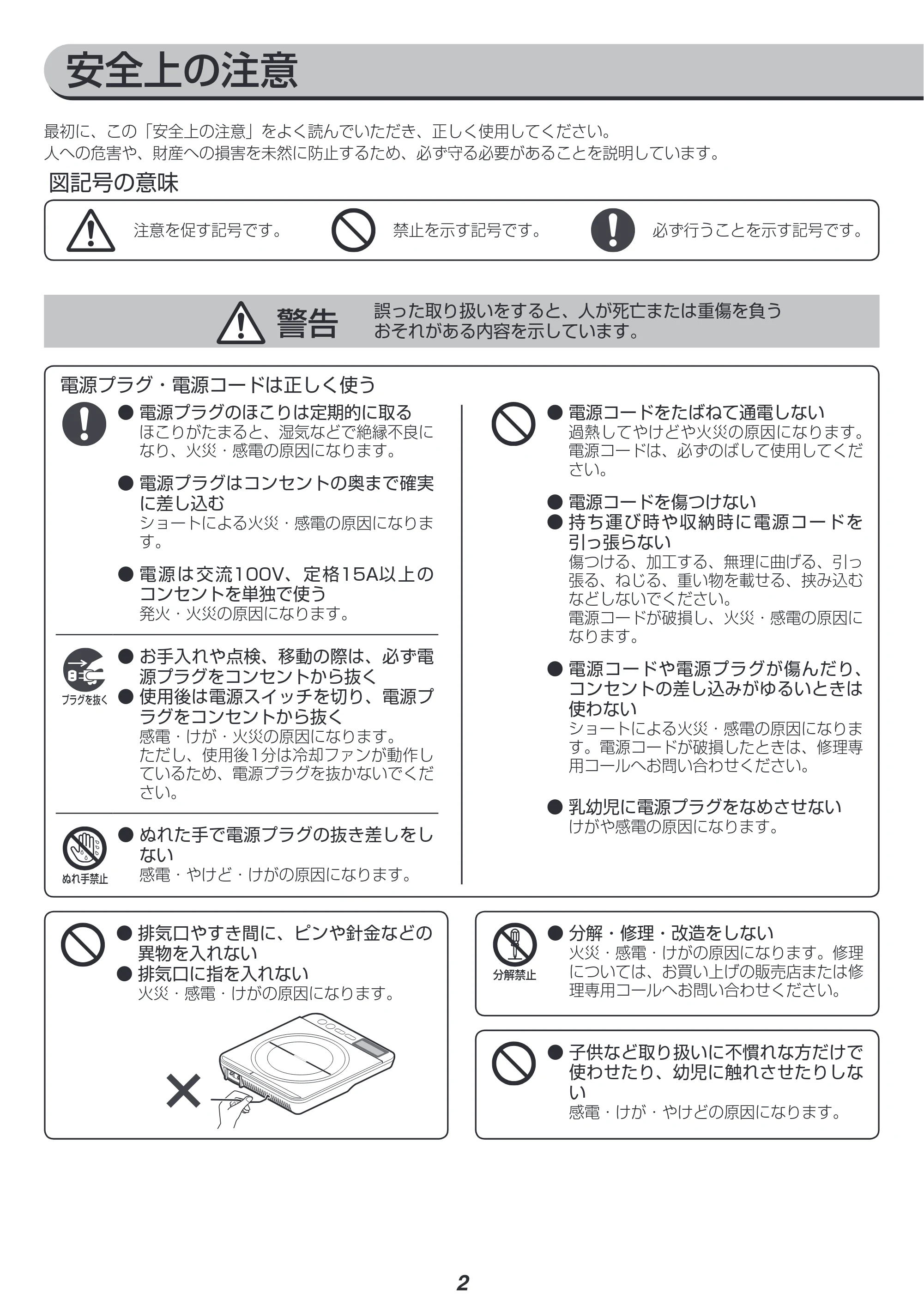 アイリスオーヤマ IHC-TE7 取扱説明書 — 原本ページ — 2ページ