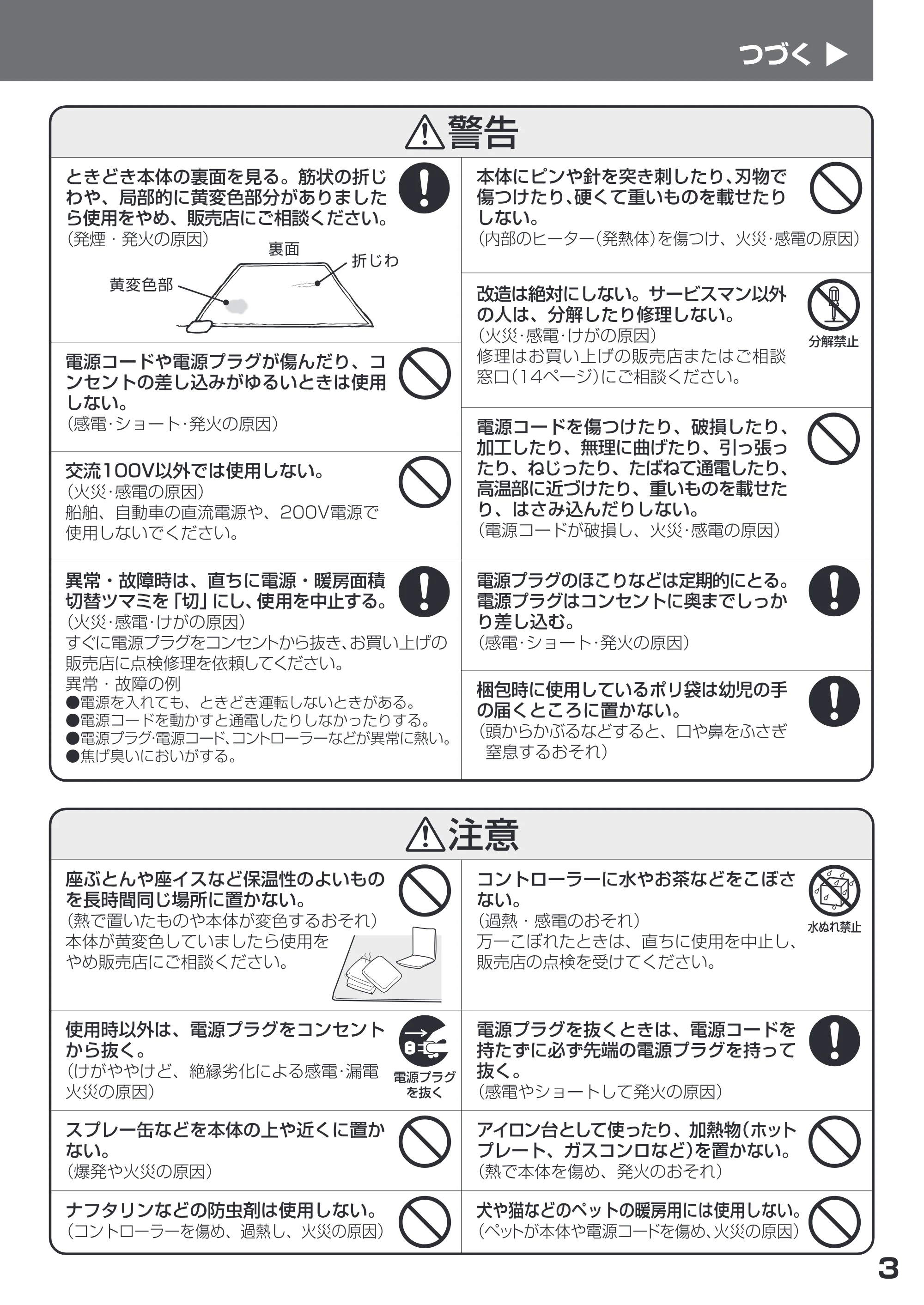 日立 HLU-2708 / HLU-3708 取扱説明書 — つづくP — 原本ページ — 3ページ