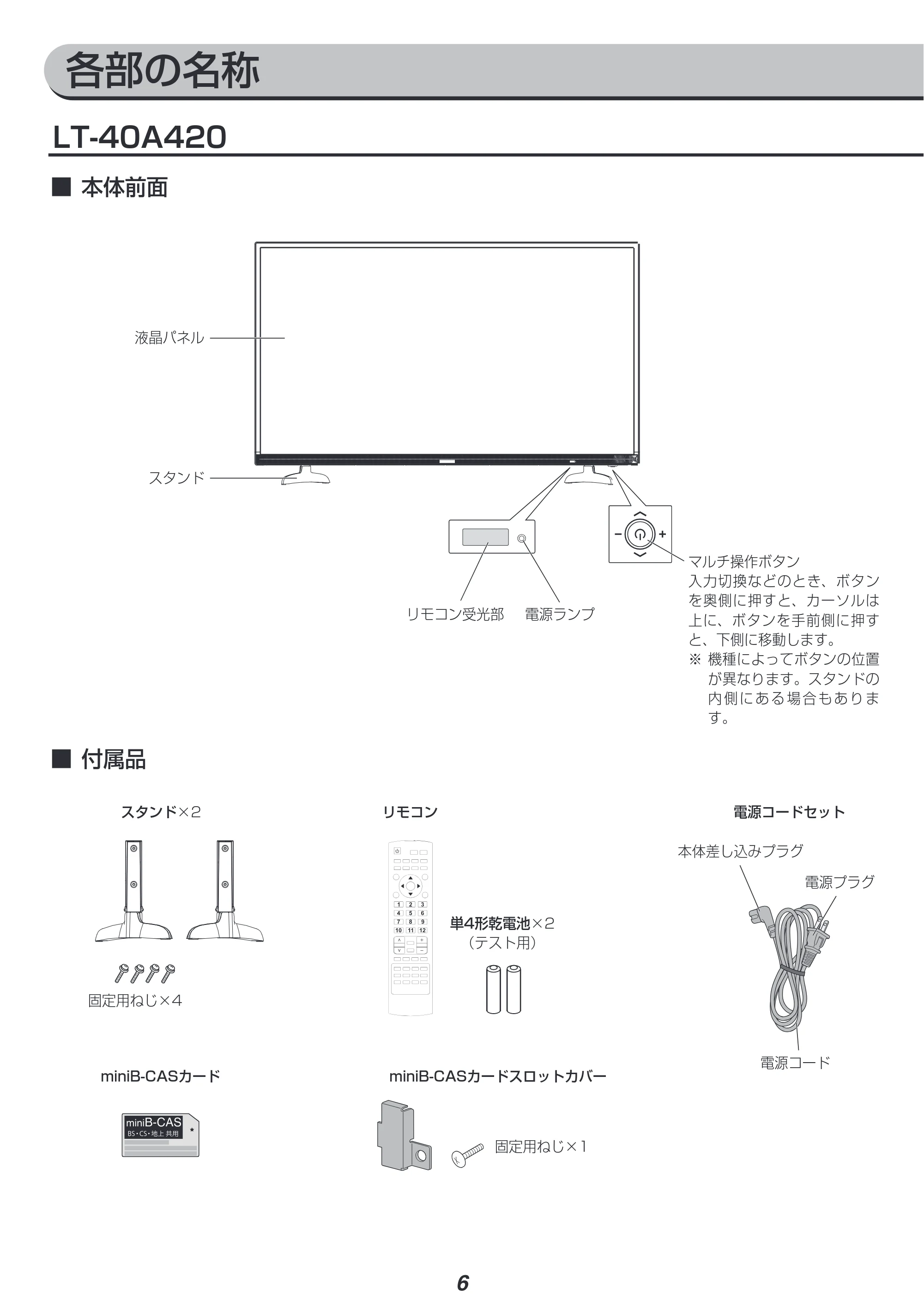 アイリスオーヤマ LT-40A420 取扱説明書 — 原本ページ — 6ページ