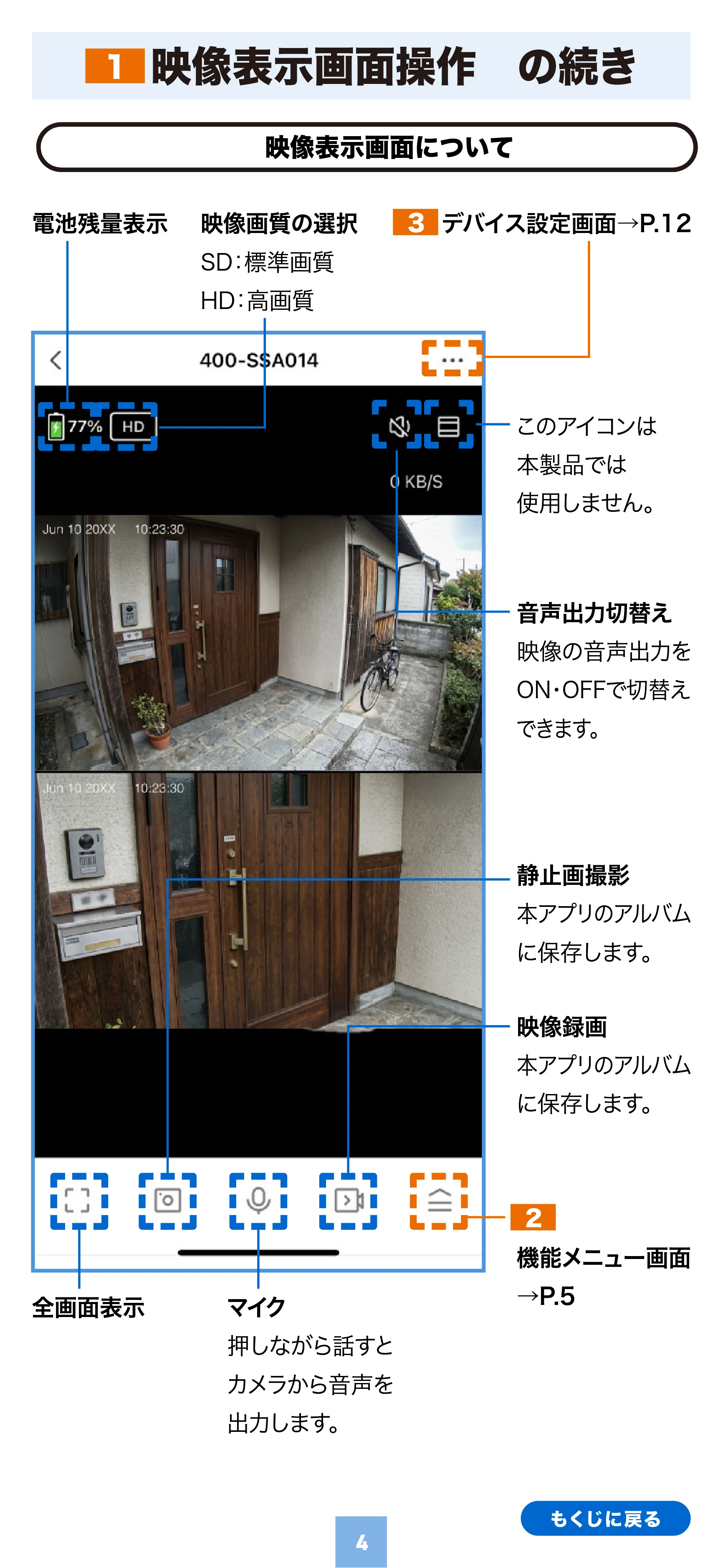 サンワサプライ 400-SSA014 取扱説明書 — 映像表示画面操作 の続き 1 — 原本ページ — 4ページ
