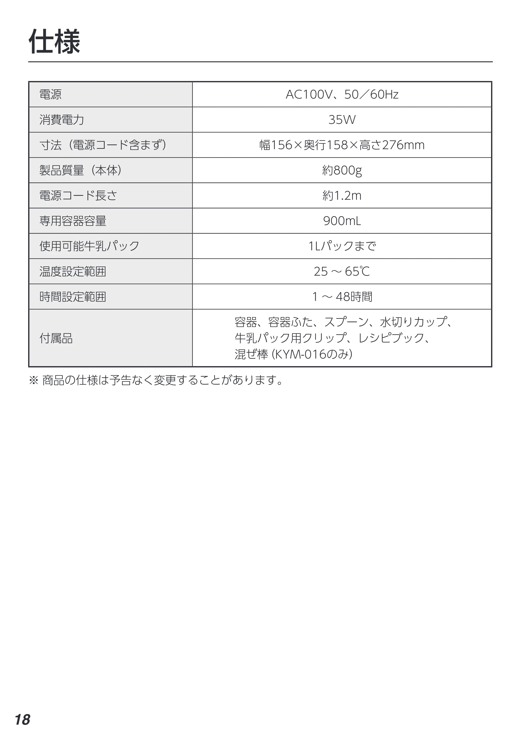 アイリスオーヤマ KYM-016 取扱説明書 — 原本ページ — 18ページ