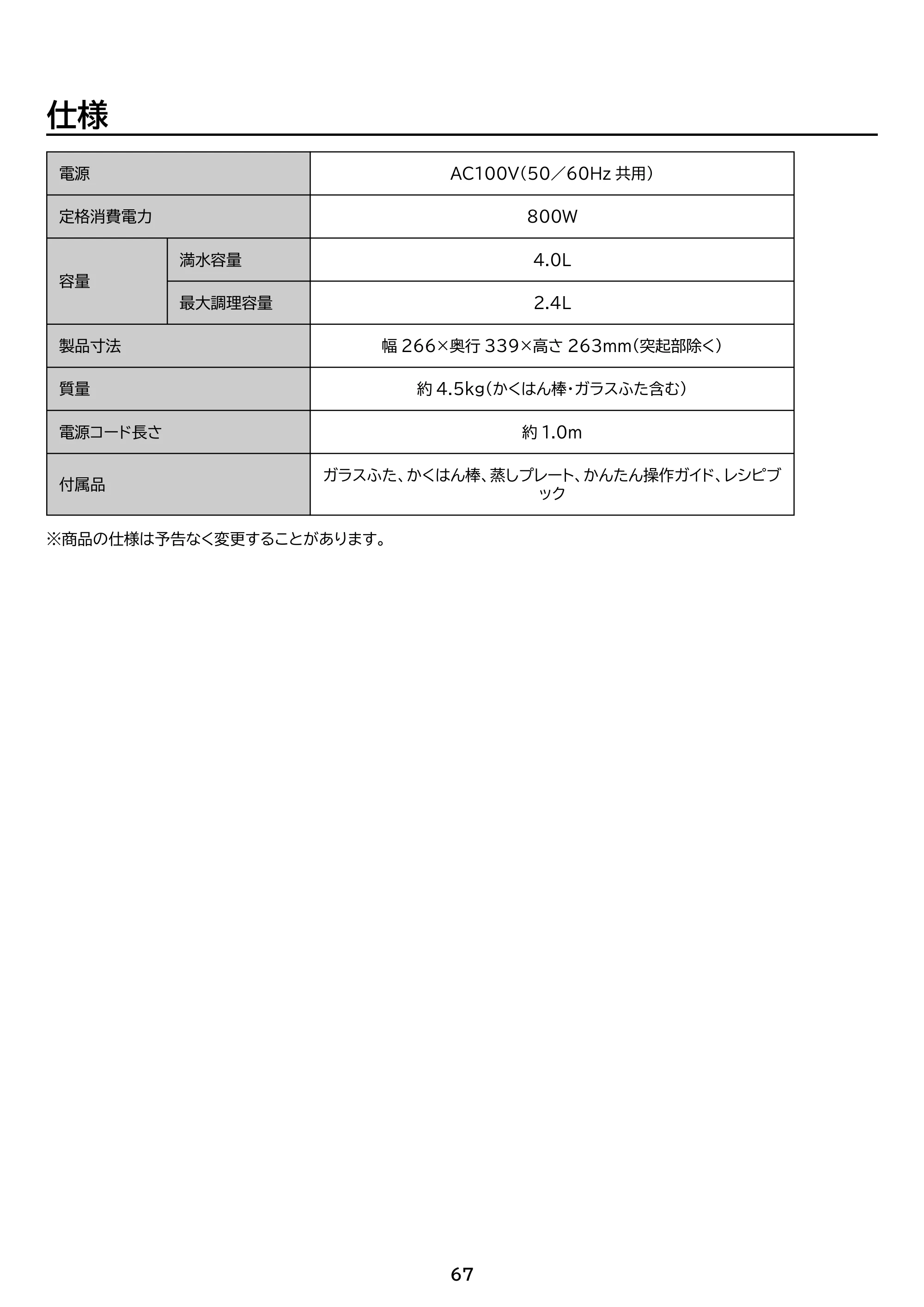 アイリスオーヤマ SA-CH24 取扱説明書 — 原本ページ — 67ページ