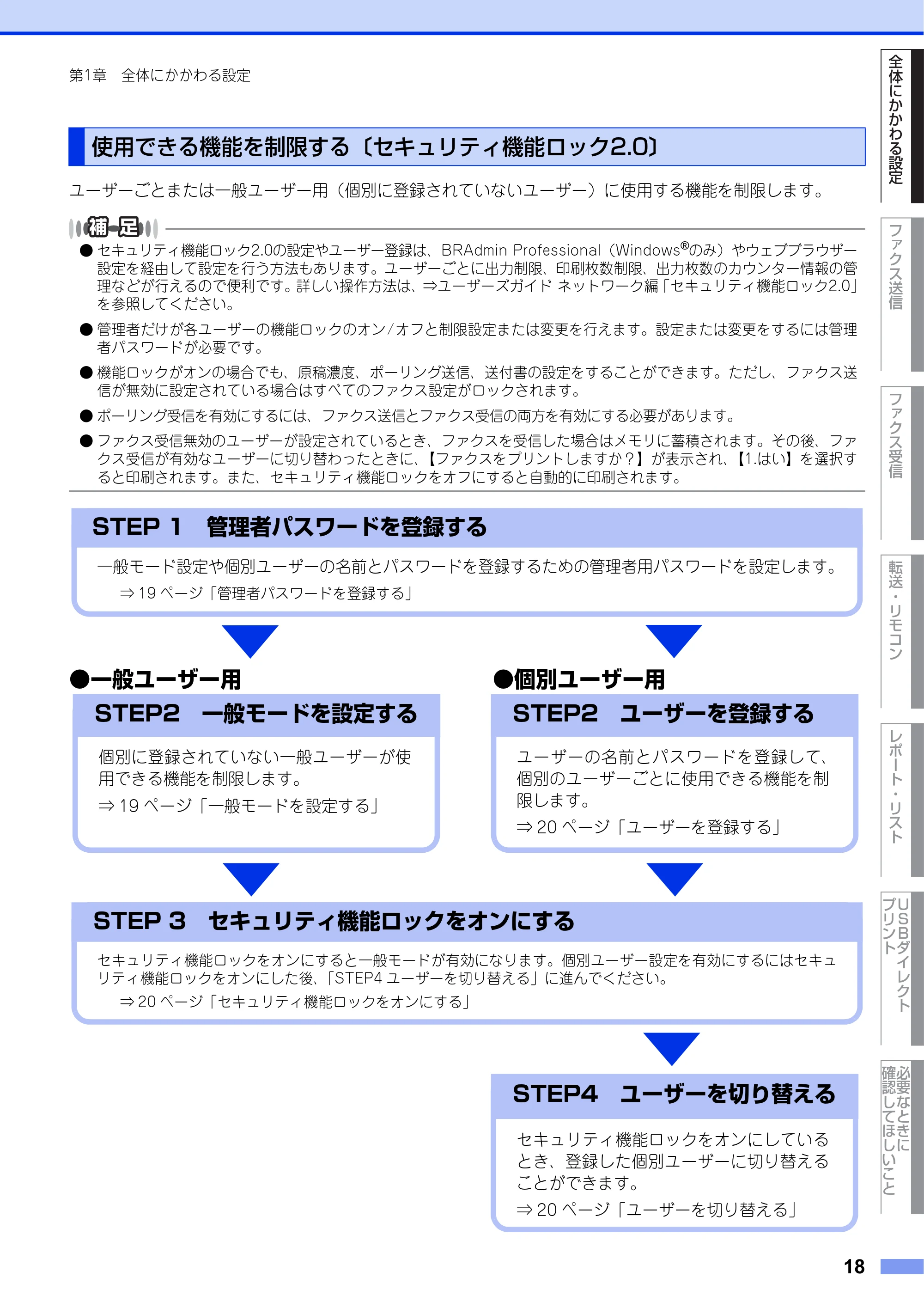ブラザー MFC-8520DN ユーザーズガイド ～応用編～ — 使用できる機能を制限する〔セキュリティ機能ロック2.0〕 — 原本ページ — 18ページ