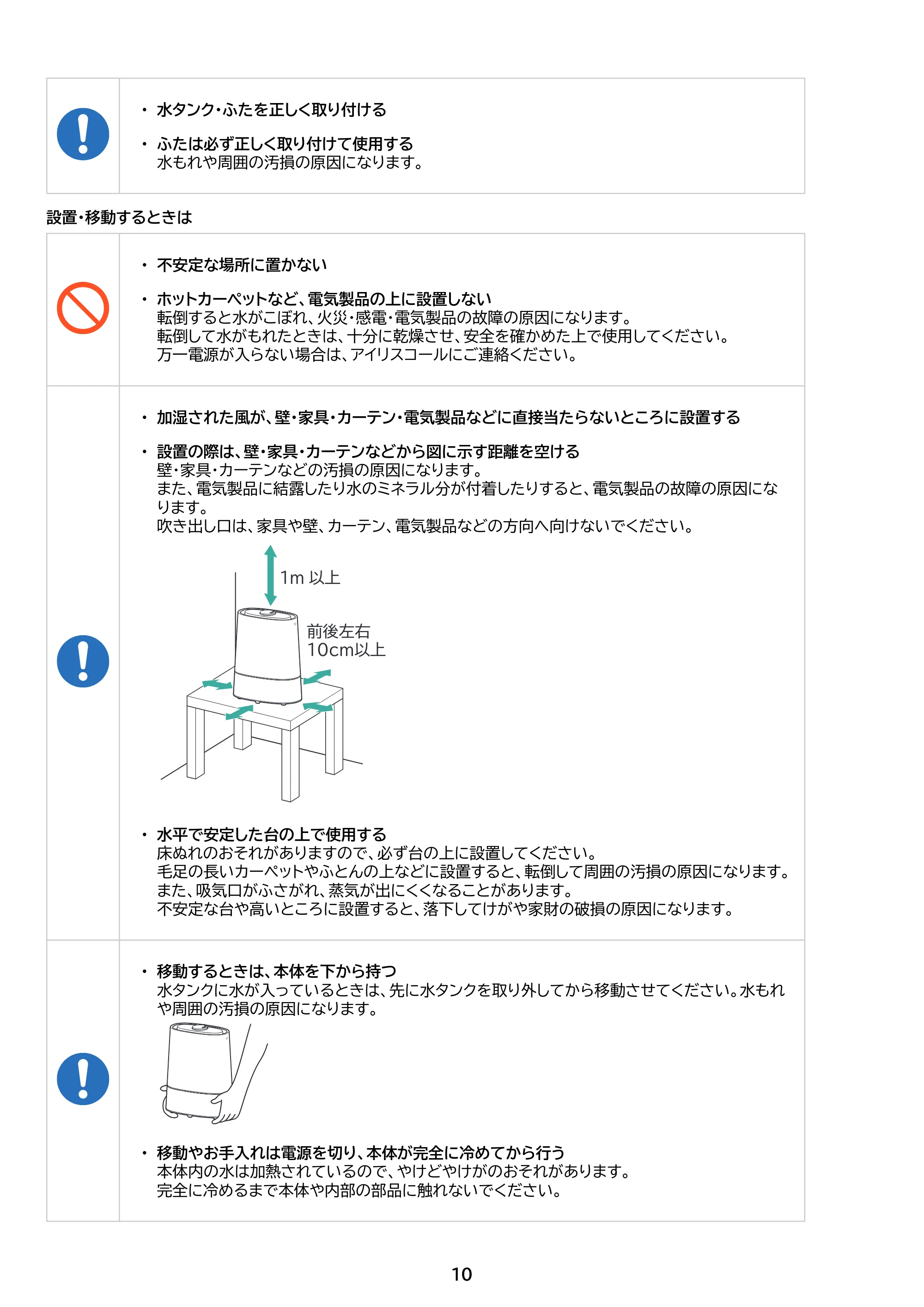 アイリスオーヤマ AHM-HUT55A 取扱説明書 — 原本ページ — 10ページ