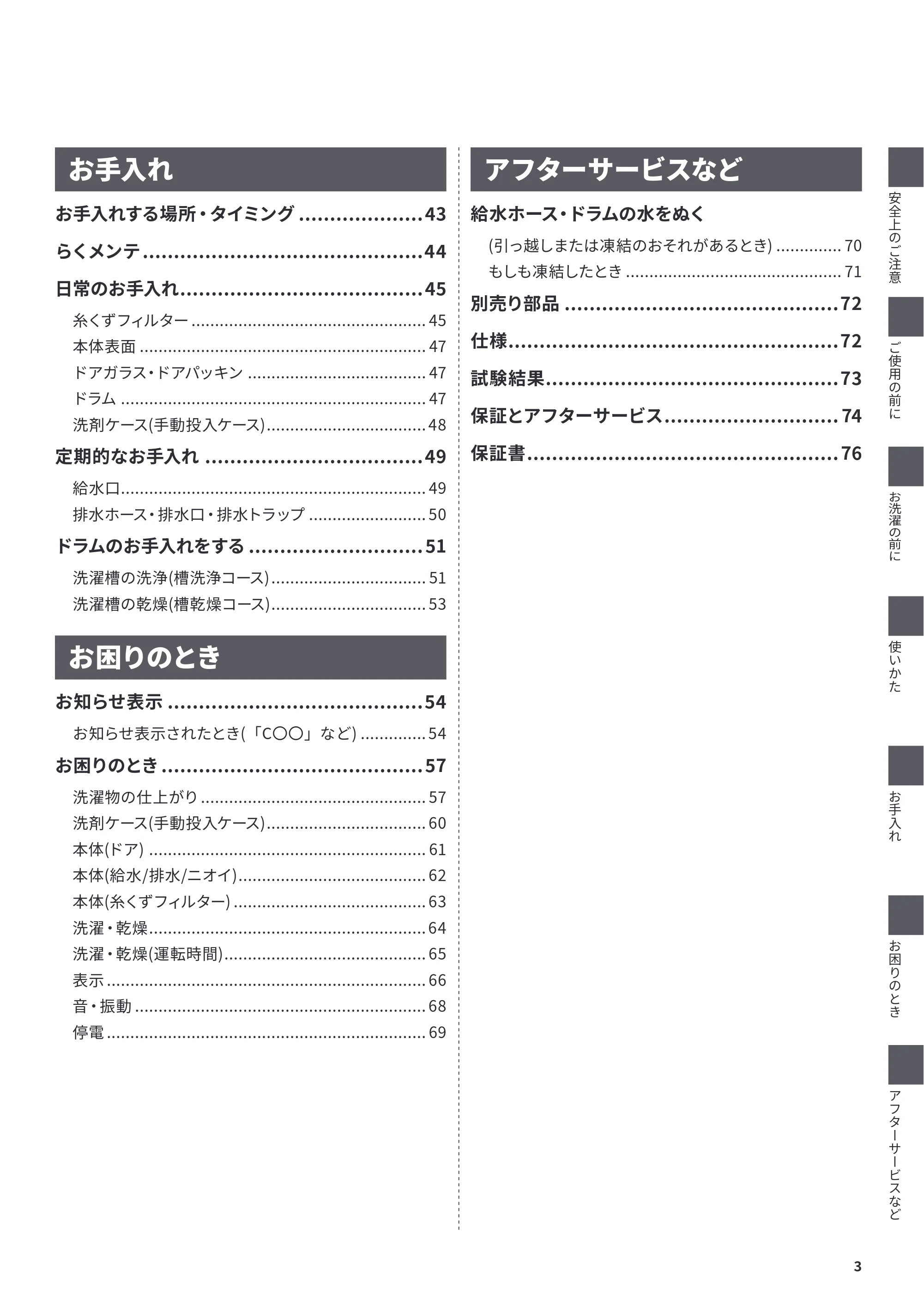 日立 BD-CG80PL / BD-CG80PR 取扱説明書 — お手入れ — 原本ページ — 3ページ