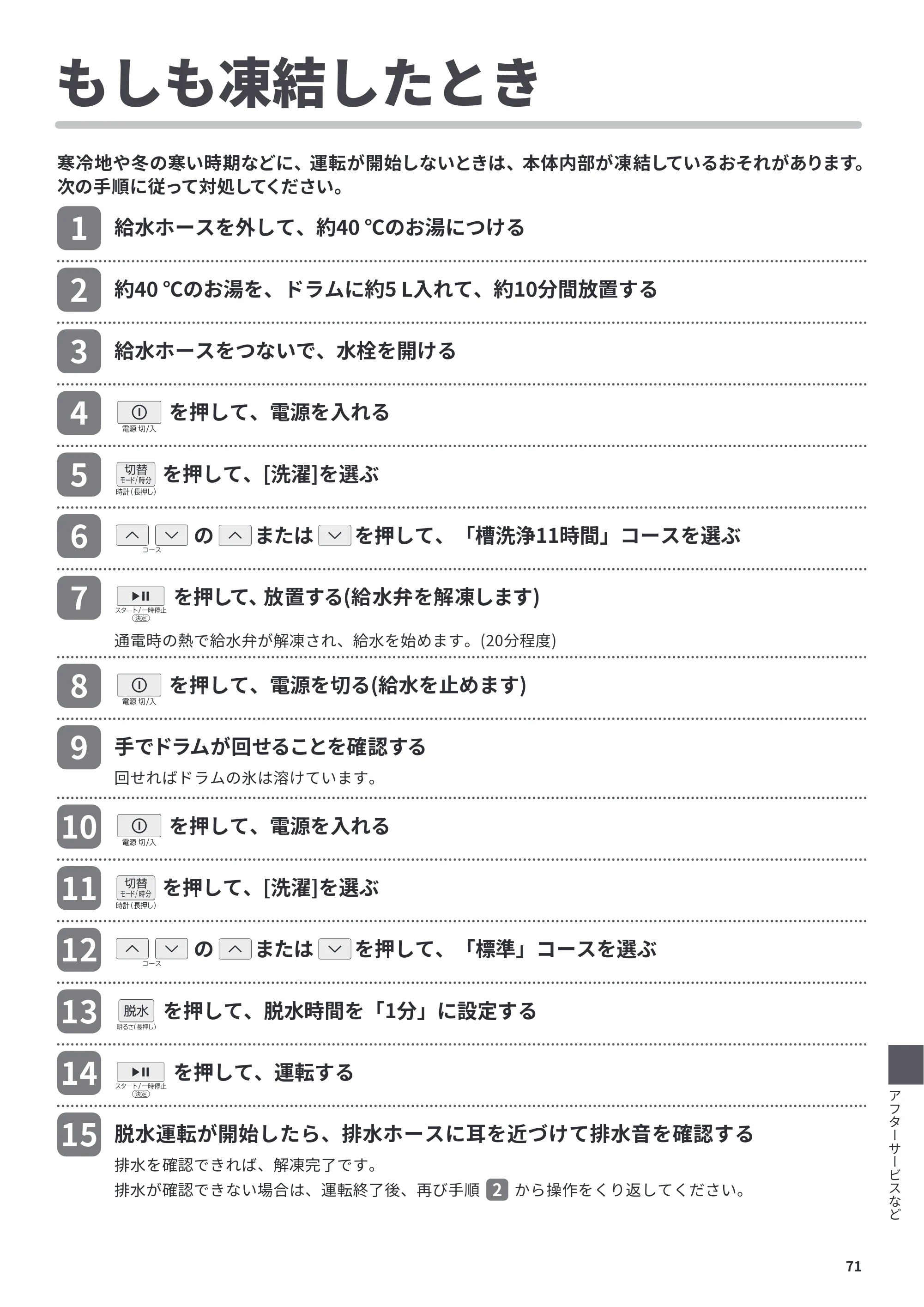 日立 BD-CG80PL / BD-CG80PR 取扱説明書 — もしも凍結したとき — 原本ページ — 71ページ