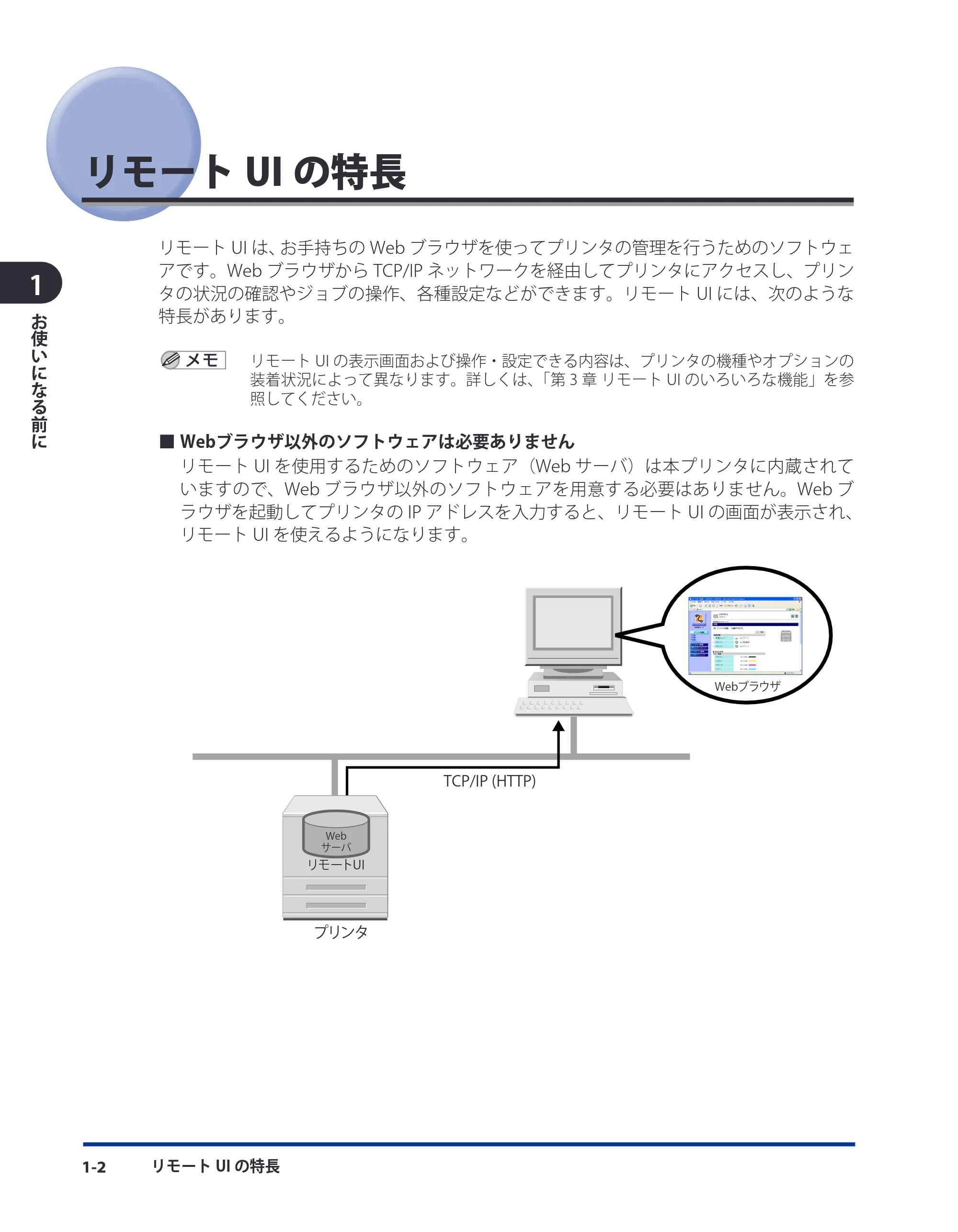 キヤノン LBP3410 リモートUIガイド 2009年12月18日更新 （PDF形式／5.69Mバイト） — リモートUIの特長 — 原本ページ — 9ページ