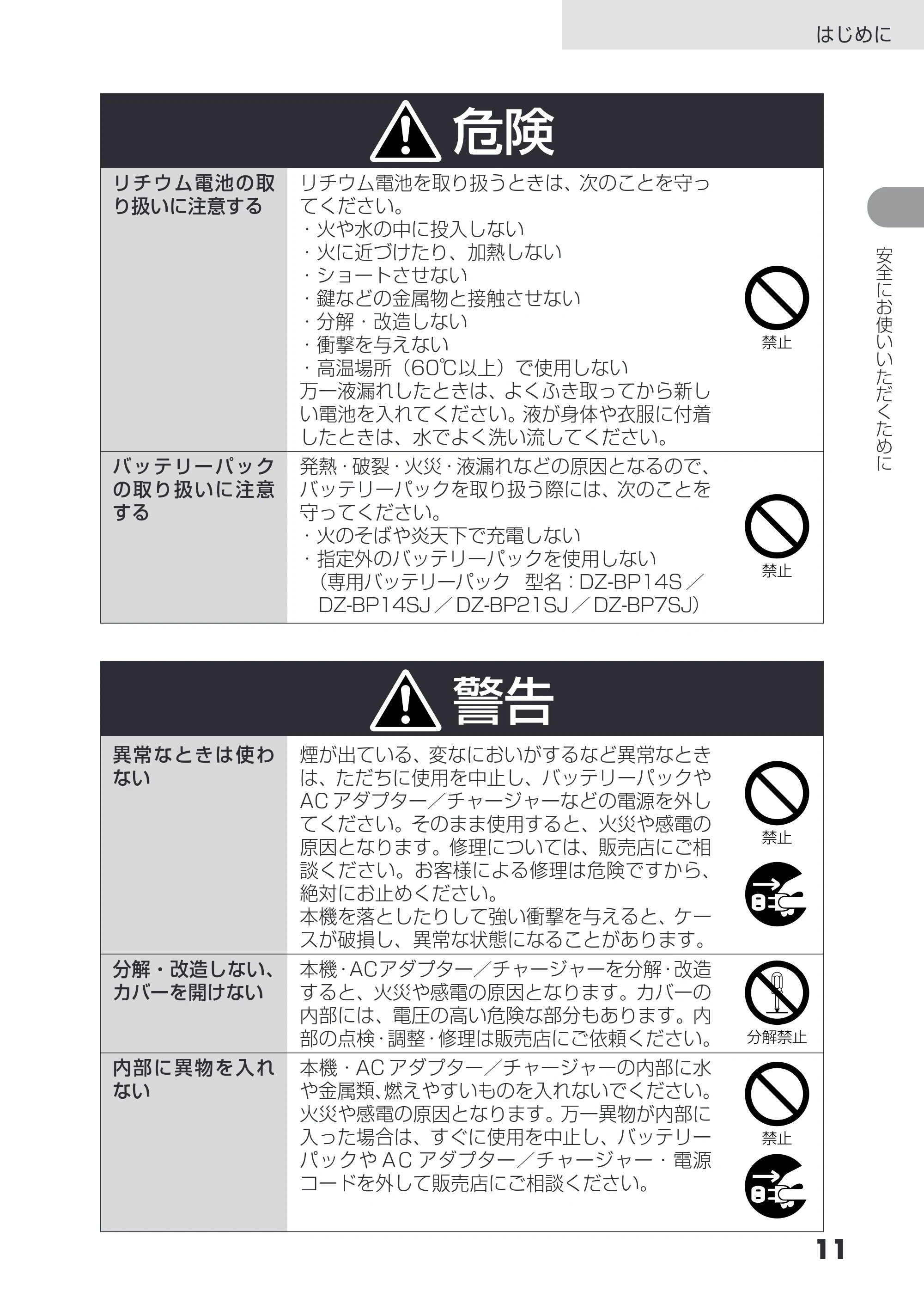 日立 DZ-HS403 / DZ-HS401 取扱説明書 — 原本ページ — 11ページ