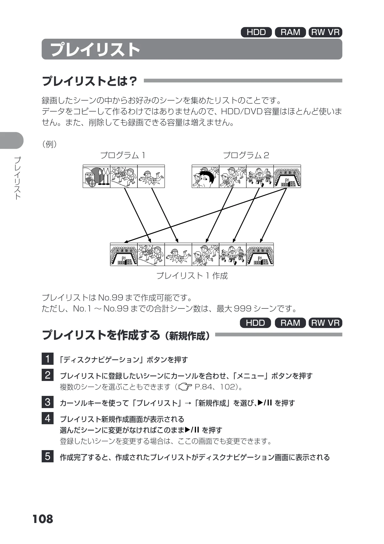 日立 DZ-HS403 / DZ-HS401 取扱説明書 — プレイリスト — 図版 108-1 — 108ページ