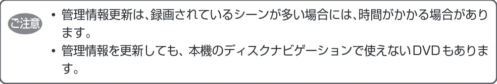 日立 DZ-HS403 / DZ-HS401 取扱説明書 — HDD/DVD-RAM/DVD-RW(VRモード)の管理情報を更新する(管理情報更新) — 図版 118-2 — 118ページ