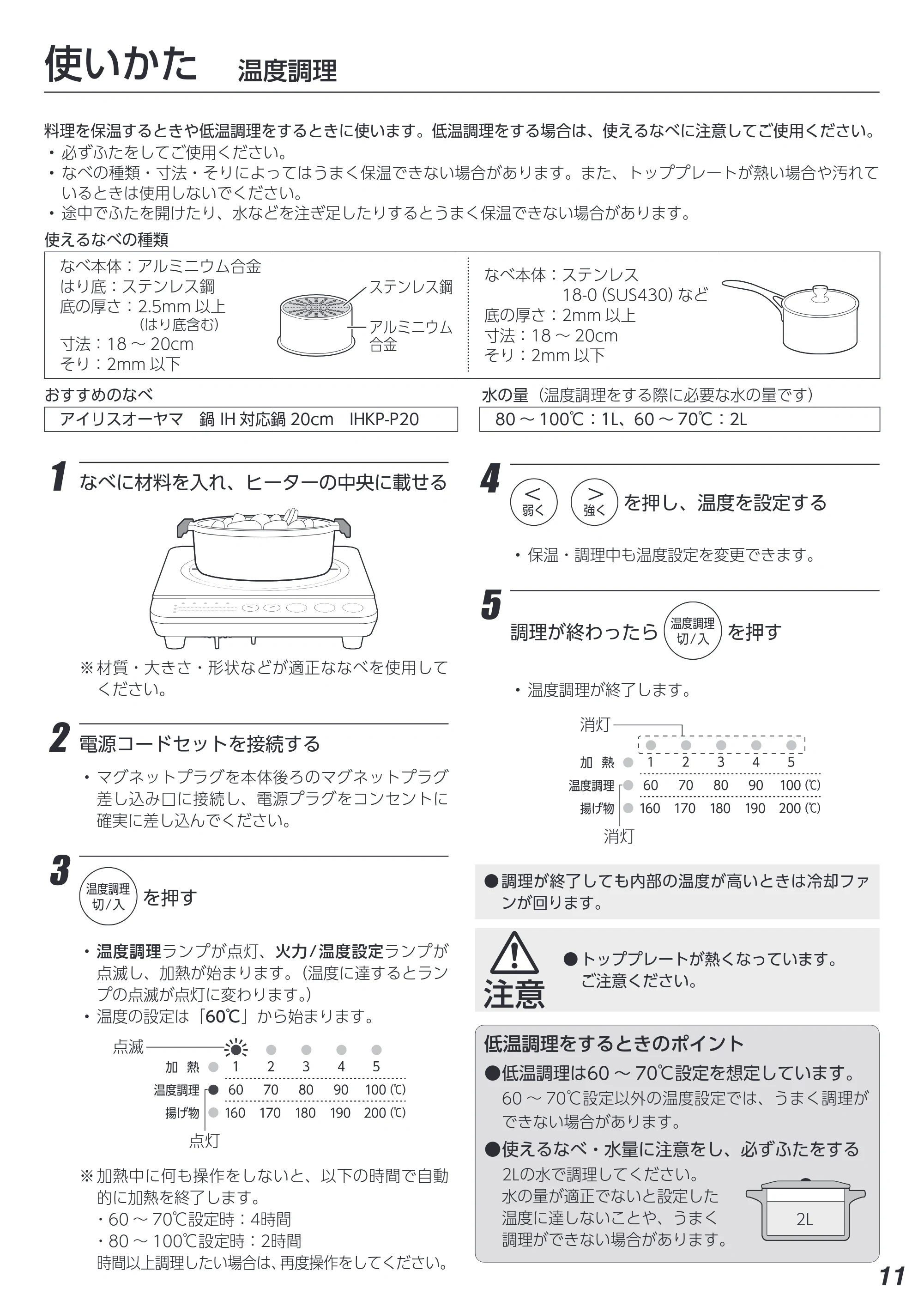 アイリスオーヤマ IHK-T392 取扱説明書 — 原本ページ — 11ページ