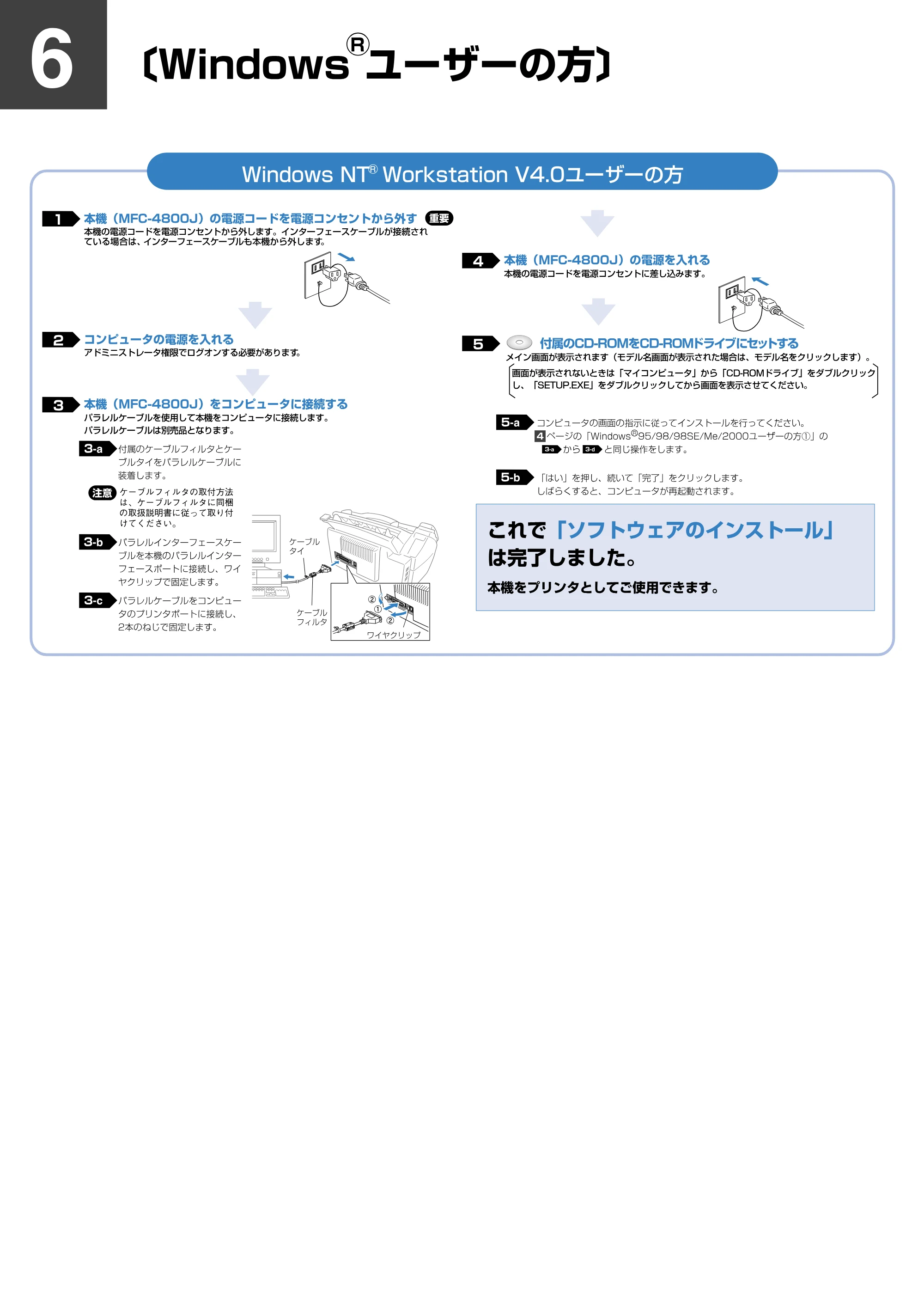 ブラザー MFC-4800J かんたん設置ガイド — 原本ページ — 6ページ