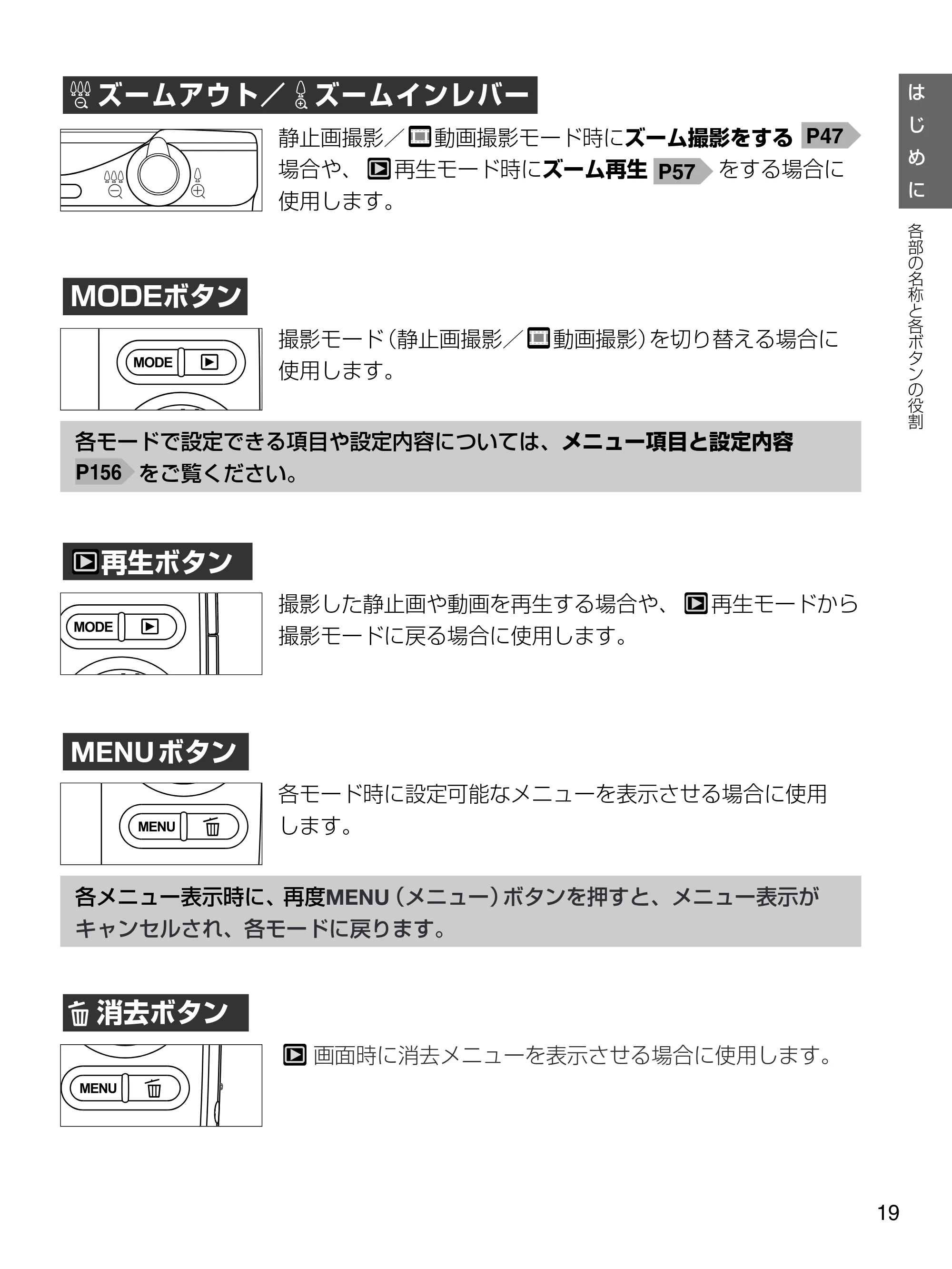 日立 HDC-1471 取扱説明書 — MENUボタン — 原本ページ — 19ページ