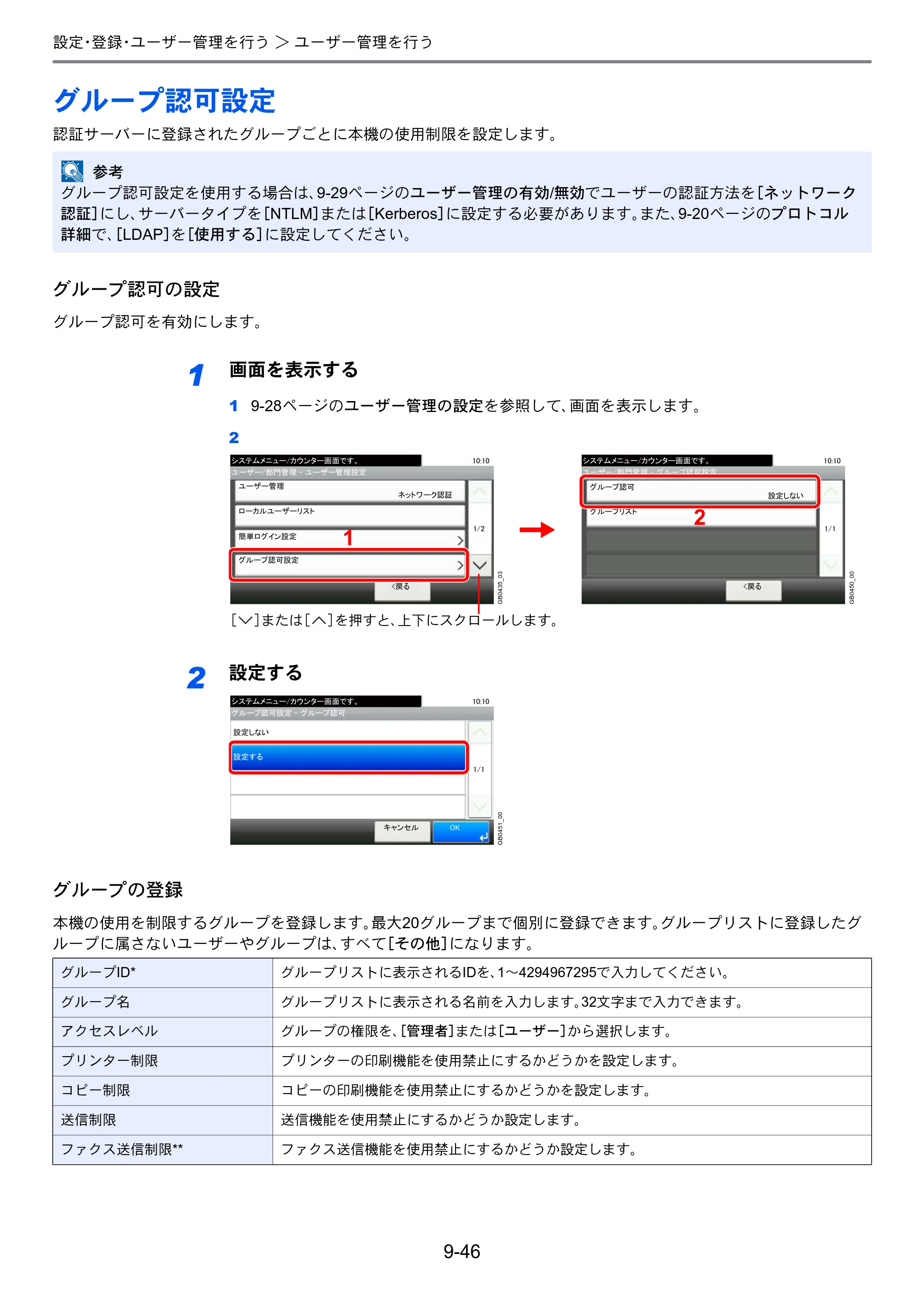 京セラ TASKalfa 256i / TASKalfa 306i "TASKalfa 256i TASKalfa 306i 使用説明書 — グループ認可設定 — 原本ページ — 288ページ