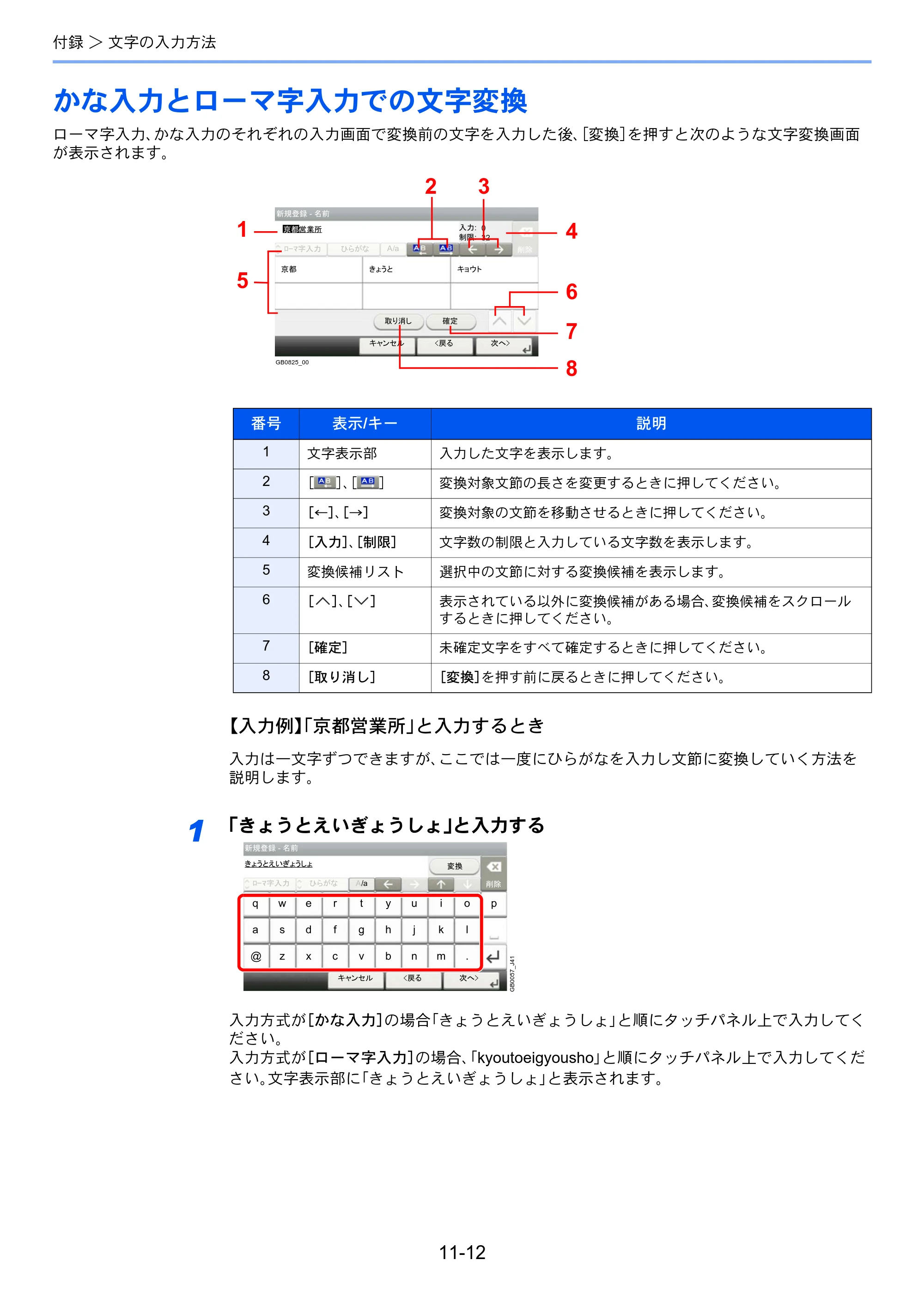 京セラ TASKalfa 256i / TASKalfa 306i "TASKalfa 256i TASKalfa 306i 使用説明書 — かな入力とローマ字入力での文字変換 — 原本ページ — 352ページ