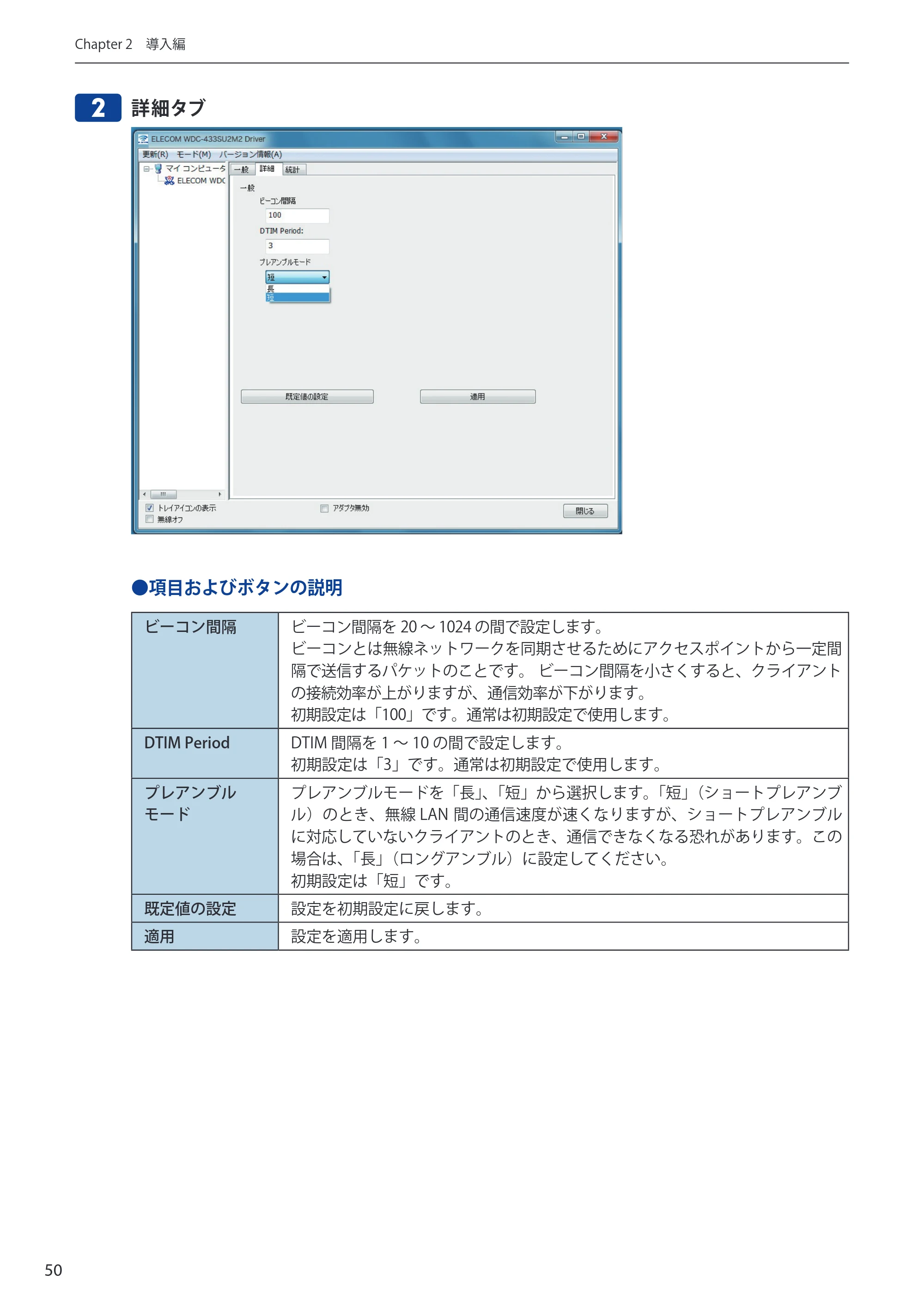 エレコム WDC-433SU2M2BK / WDC-433SU2M2WH 4.ユーザーズマニュアル(Windows版) — 2 詳細タブ — 原本ページ — 50ページ