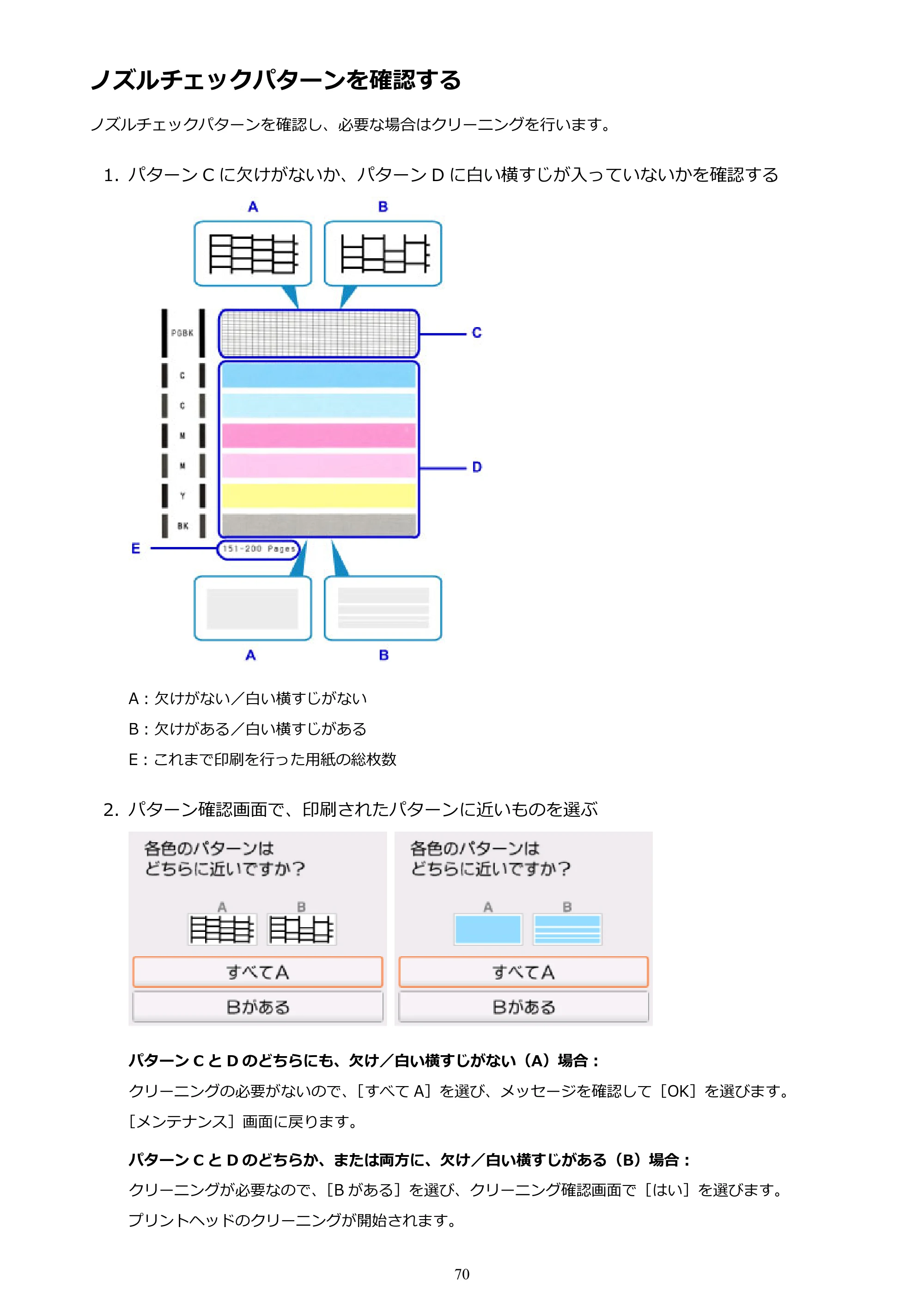 キヤノン PIXUS TS5030S/PIXUS TS5030 電子マニュアル PDF版 （Mac版）（PDF：12.8MB） — ノズルチェックパターンを確認する — 原本ページ — 70ページ
