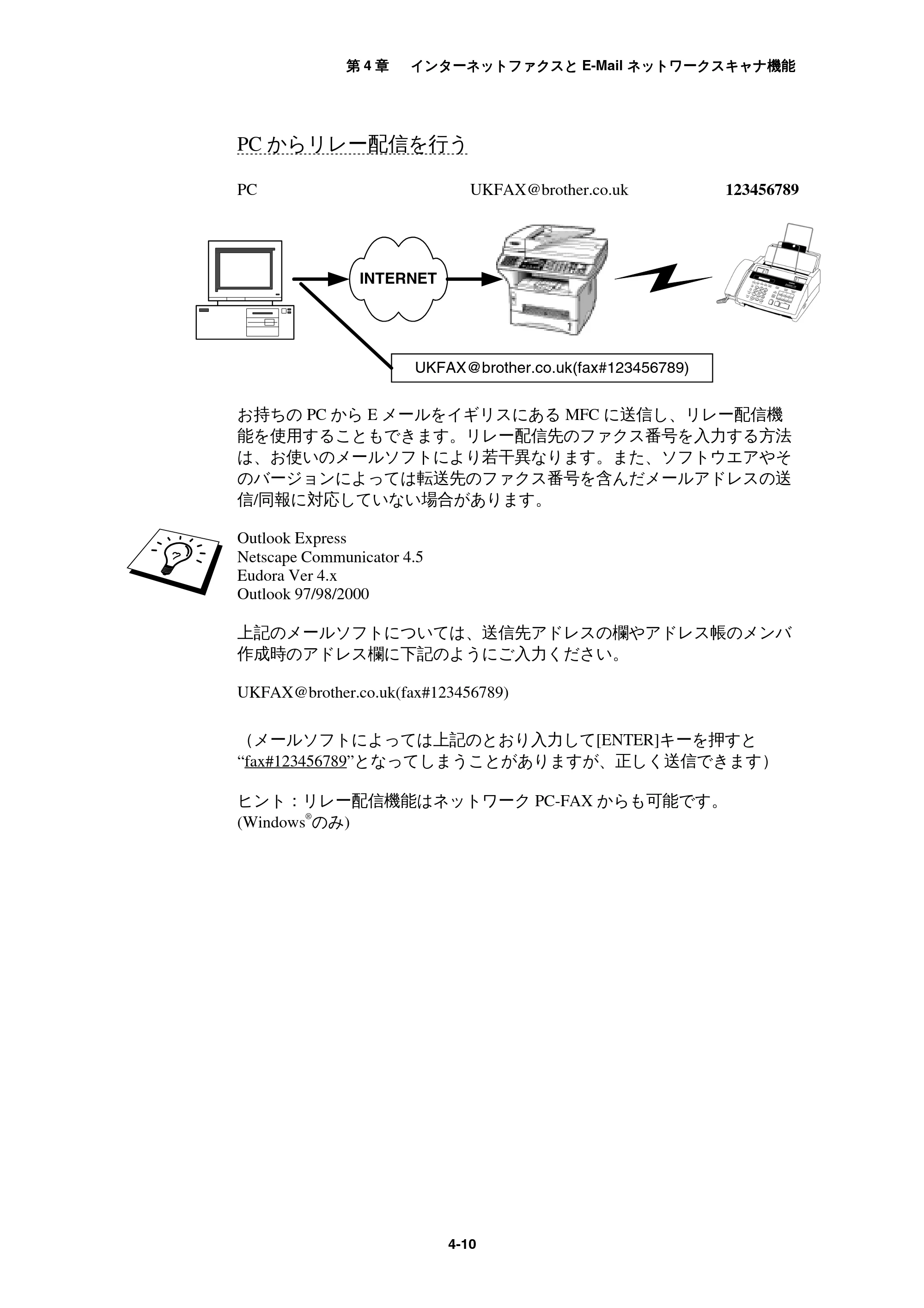 ブラザー MFC-9800J / MFC-8500J ネットワーク取扱説明書 — PCからリレー配信を行う — 原本ページ — 44ページ