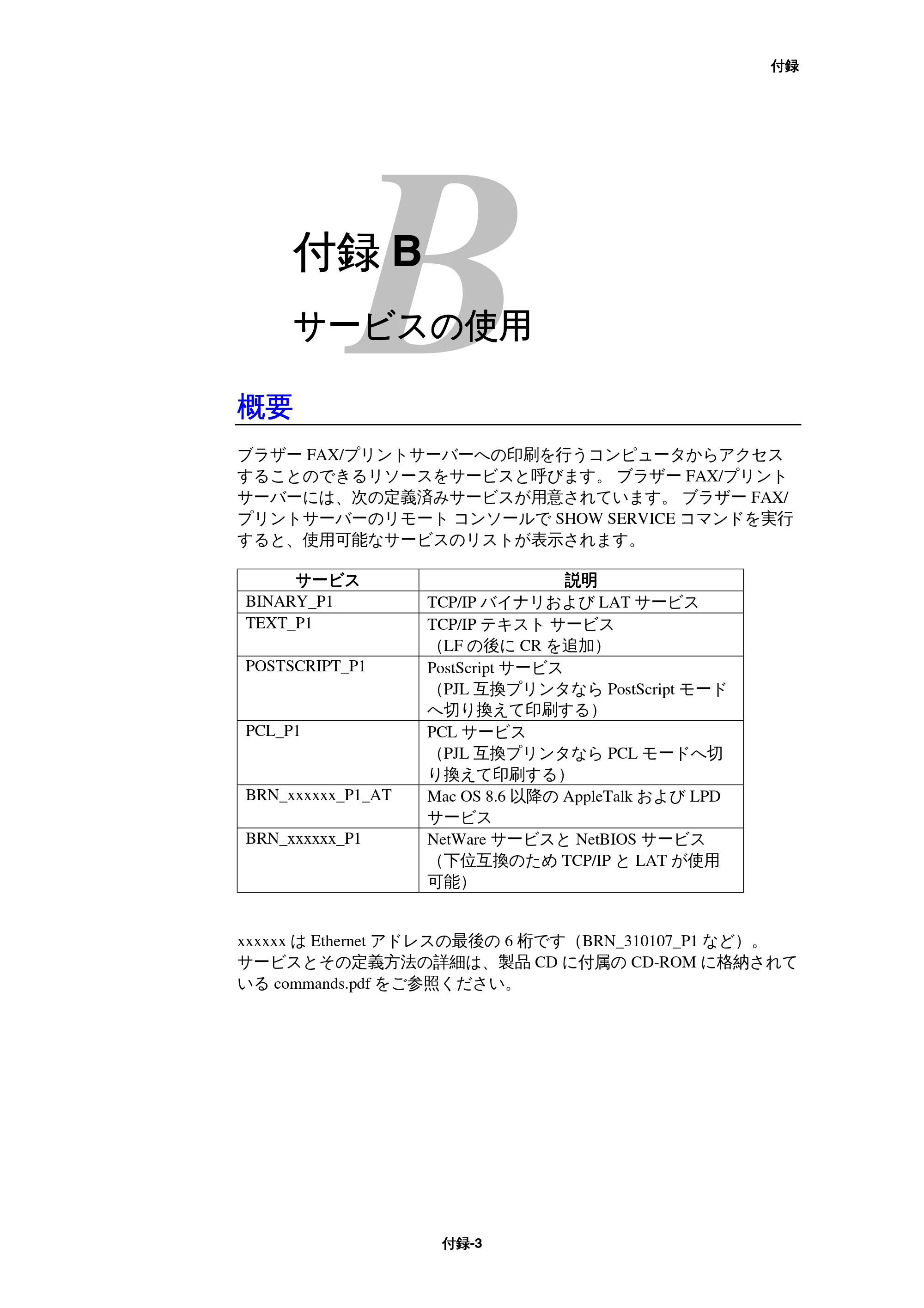ブラザー MFC-9800J / MFC-8500J ネットワーク取扱説明書 — 付録B — 原本ページ — 151ページ
