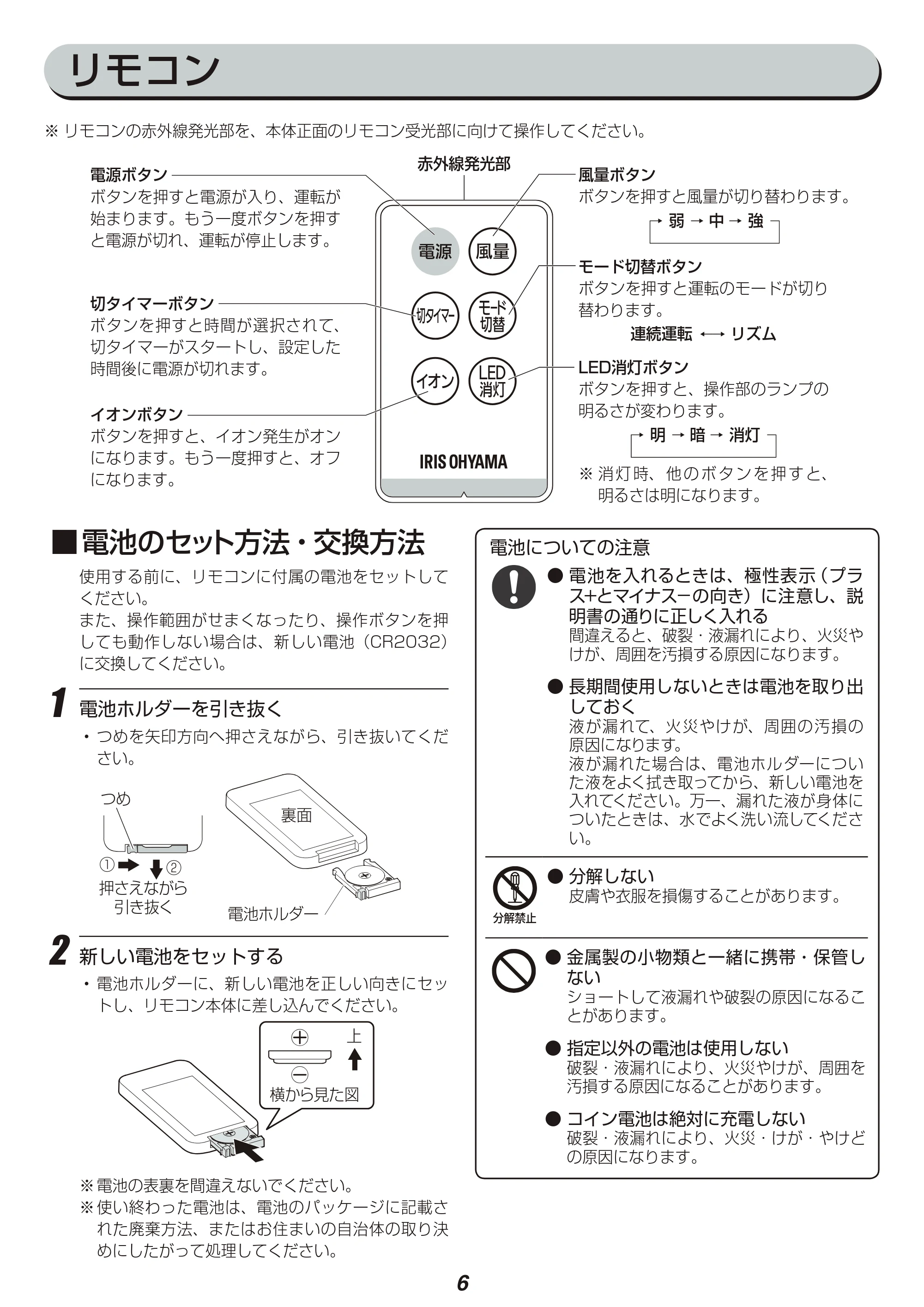 アイリスオーヤマ LFA-305 取扱説明書 — 原本ページ — 6ページ