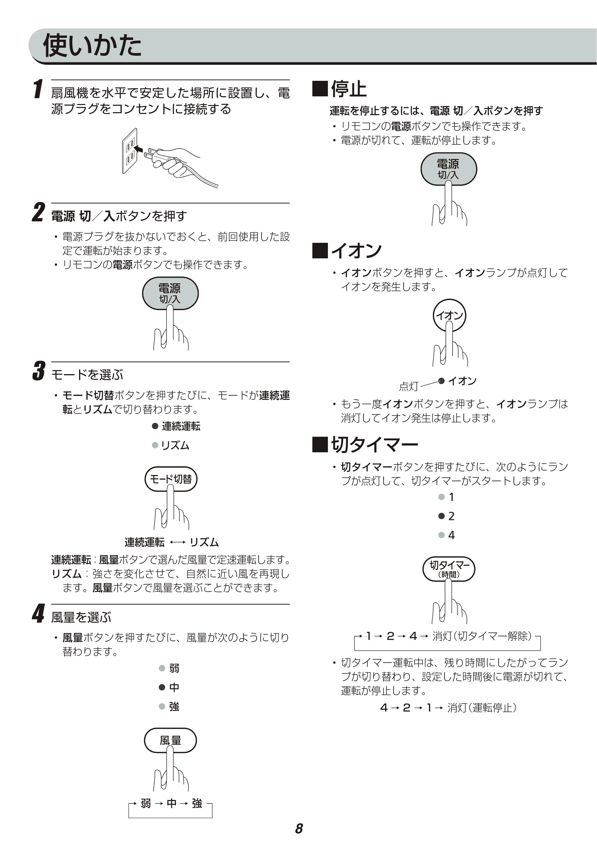 アイリスオーヤマ LFA-305 取扱説明書 — 原本ページ — 8ページ