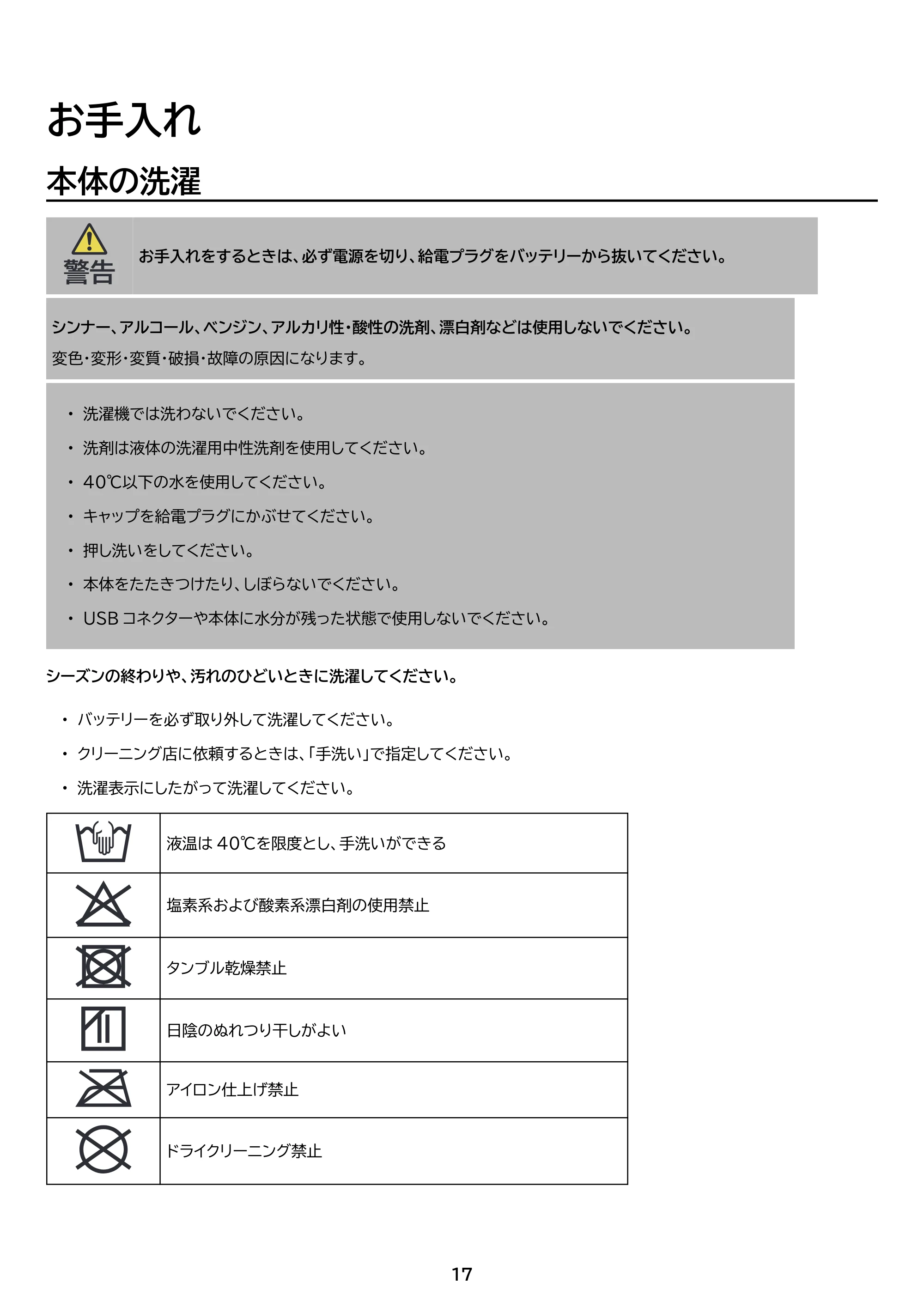 アイリスオーヤマ AEHB-FD1680A 取扱説明書 — 原本ページ — 17ページ