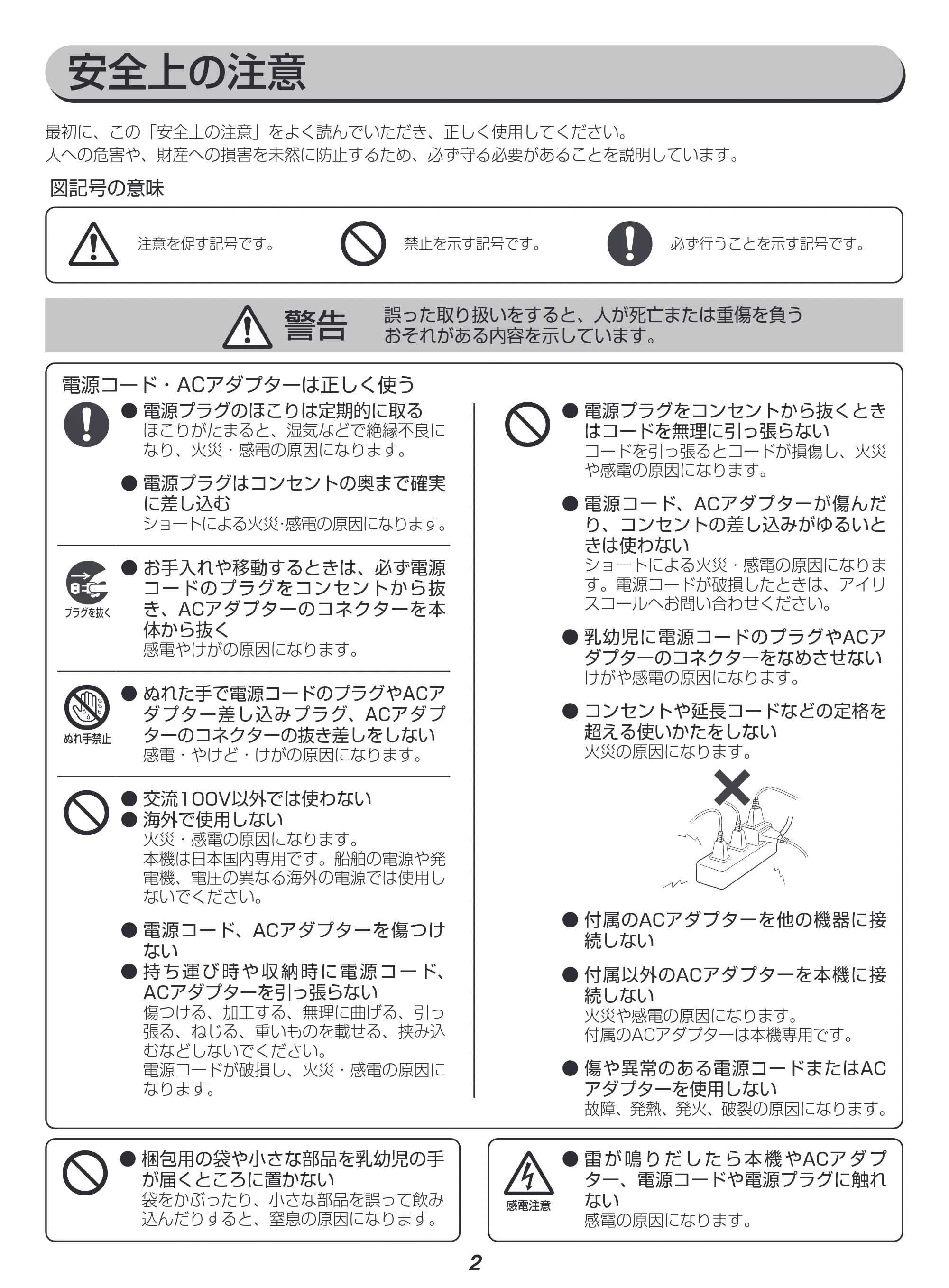 アイリスオーヤマ ILD-AW29FHD 取扱説明書 — 原本ページ — 2ページ