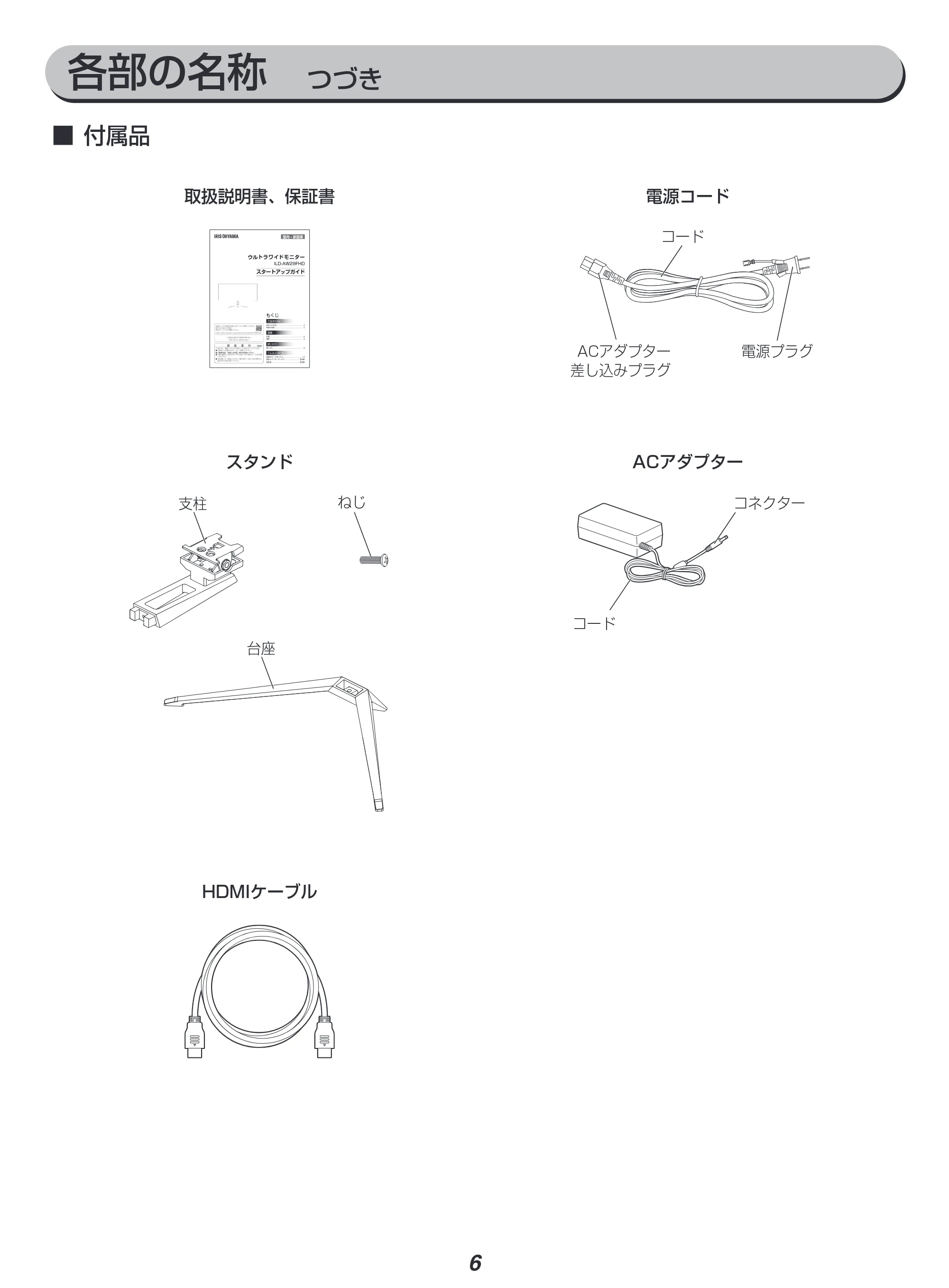 アイリスオーヤマ ILD-AW29FHD 取扱説明書 — 原本ページ — 6ページ