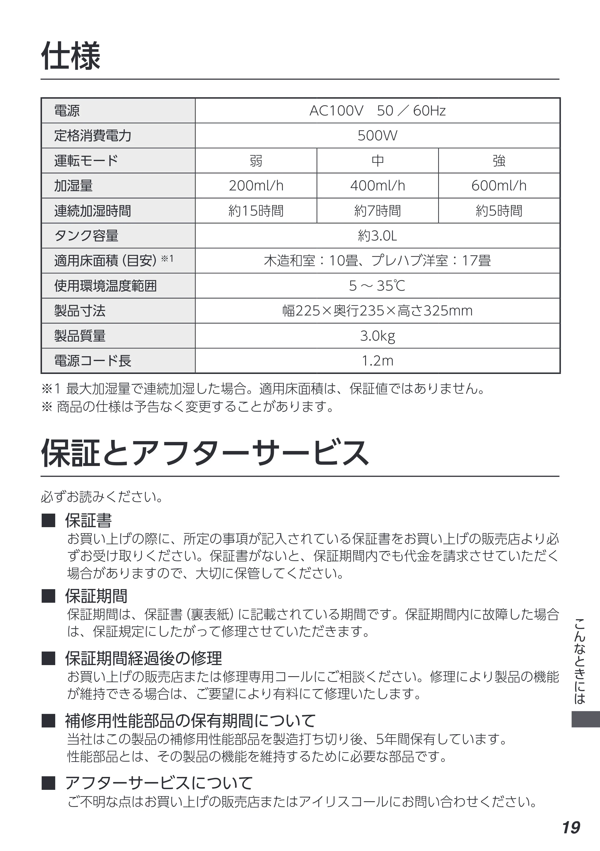 アイリスオーヤマ KHM-MH60 取扱説明書 — 原本ページ — 19ページ