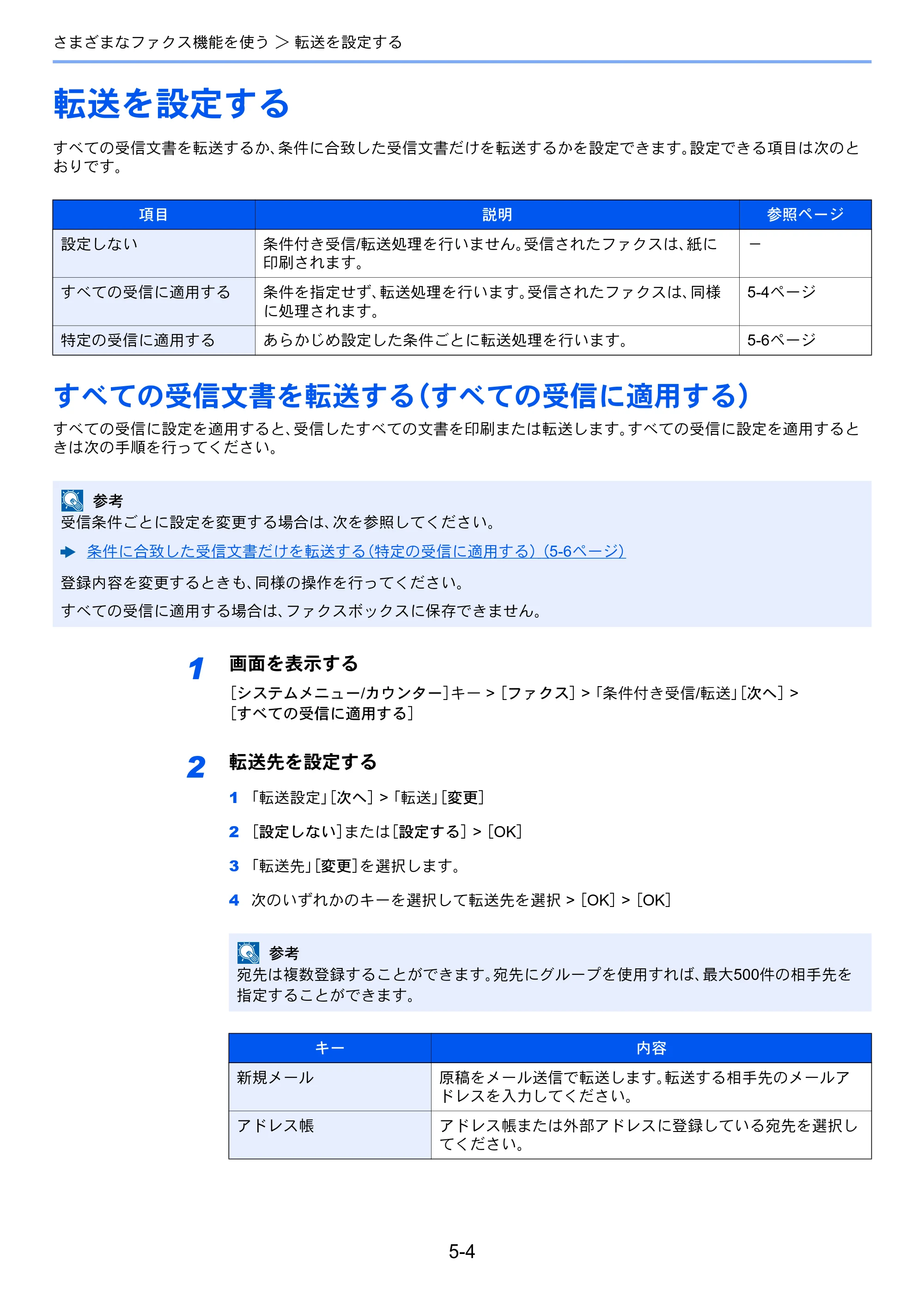 京セラ TASKalfa 2552ci / TASKalfa 3252ci / TASKalfa 4052ci TASKalfa 6002i/5002i/4002i FAX使用説明書 — 転送を設定する — 原本ページ — 98ページ