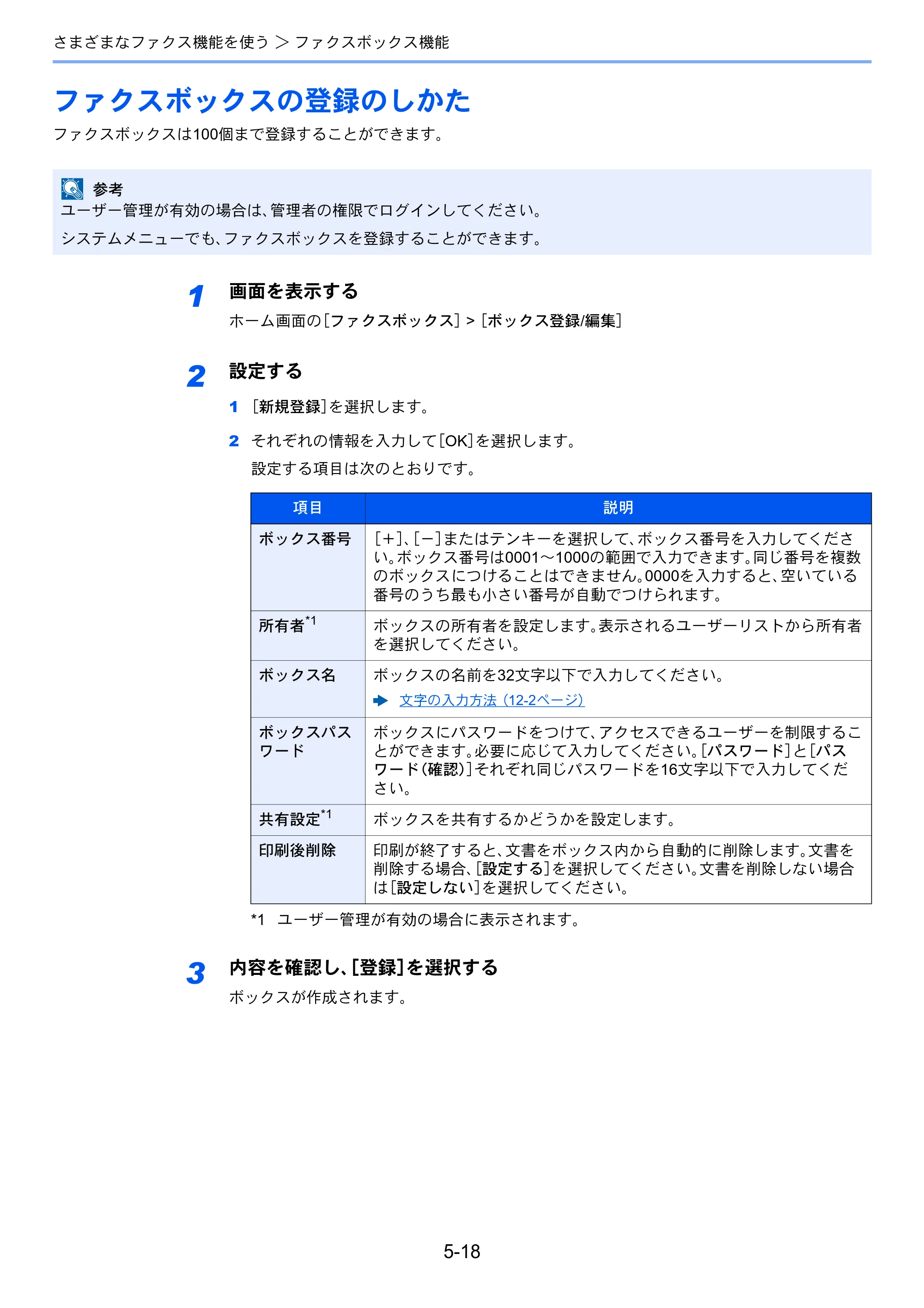 京セラ TASKalfa 2552ci / TASKalfa 3252ci / TASKalfa 4052ci TASKalfa 6002i/5002i/4002i FAX使用説明書 — ファクスボックスの登録のしかた — 原本ページ — 112ページ