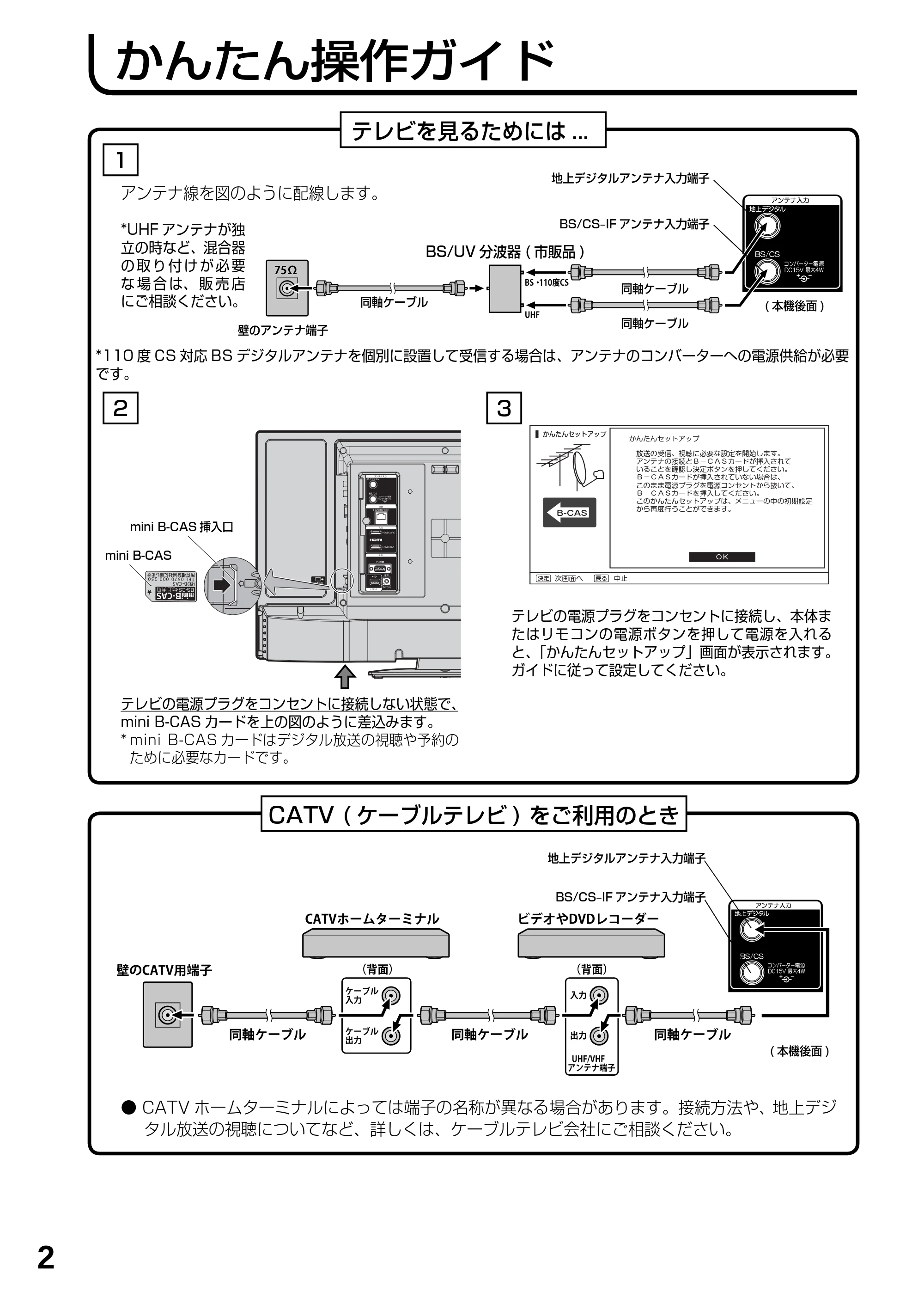 日立 L23-N2 / L50-N2 / L39-N2 取扱説明書 — かんたん操作ガイド — 原本ページ — 2ページ