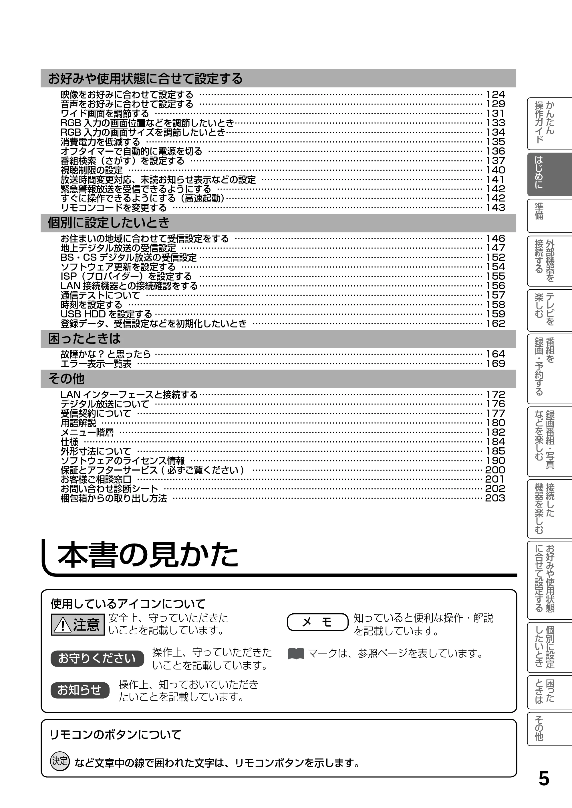 日立 L23-N2 / L50-N2 / L39-N2 取扱説明書 — 本書の見かた — 原本ページ — 5ページ
