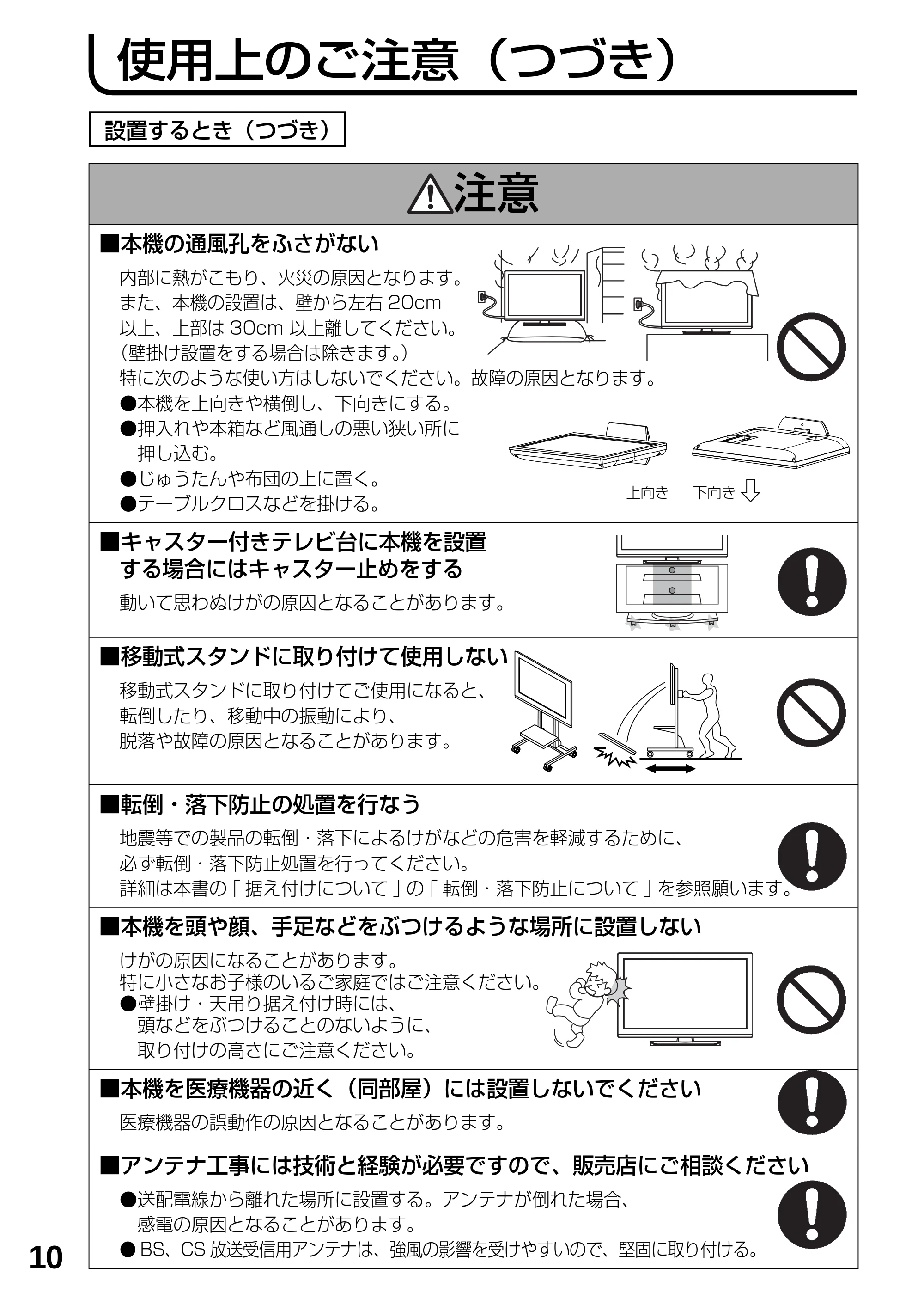 日立 L23-N2 / L50-N2 / L39-N2 取扱説明書 — 使用上のご注意(つづき) — 原本ページ — 10ページ