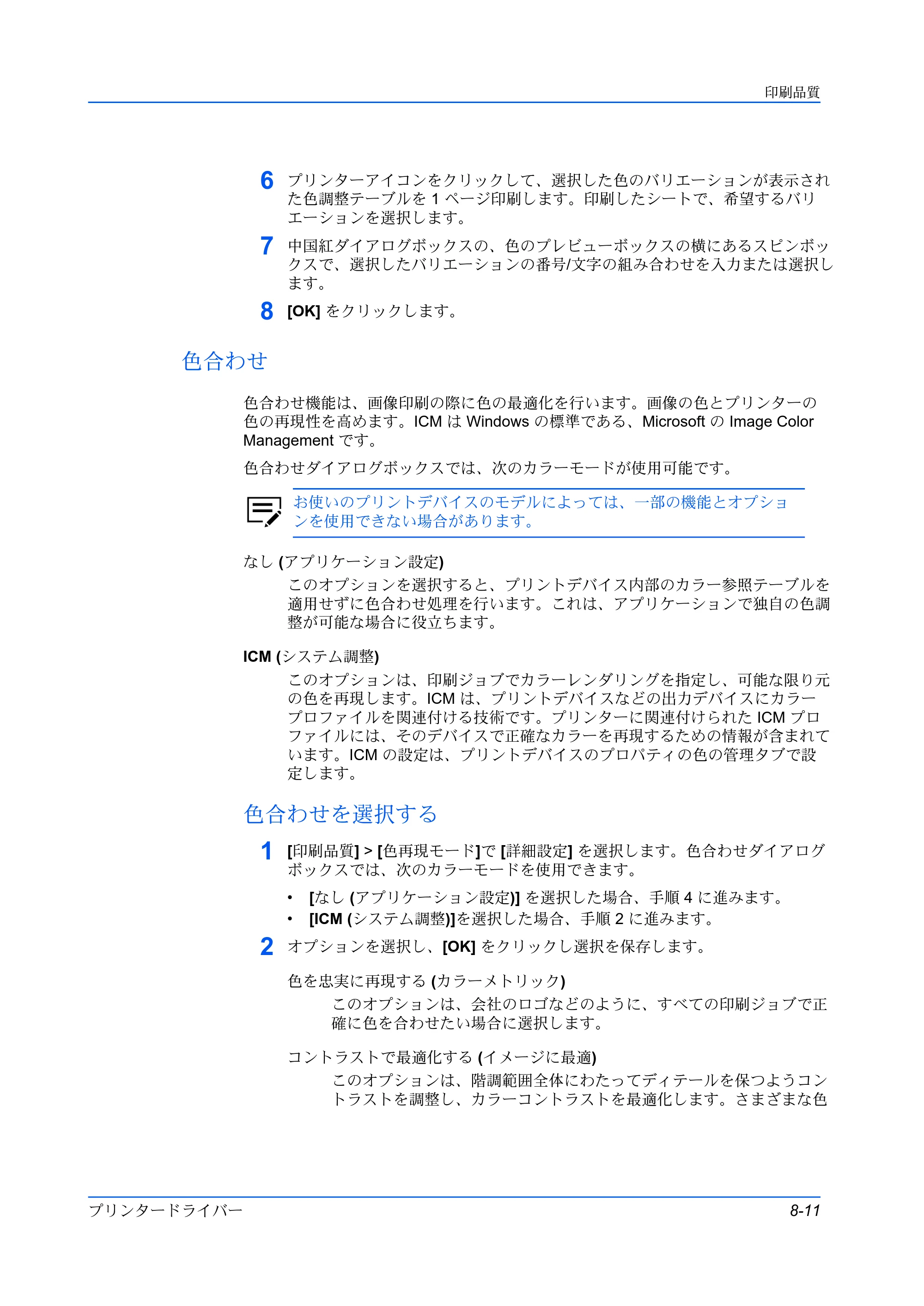 京セラ ECOSYS P5026cdw / ECOSYS M5526cdw プリンタードライバー 操作手順書 — 色合わせ — 原本ページ — 87ページ
