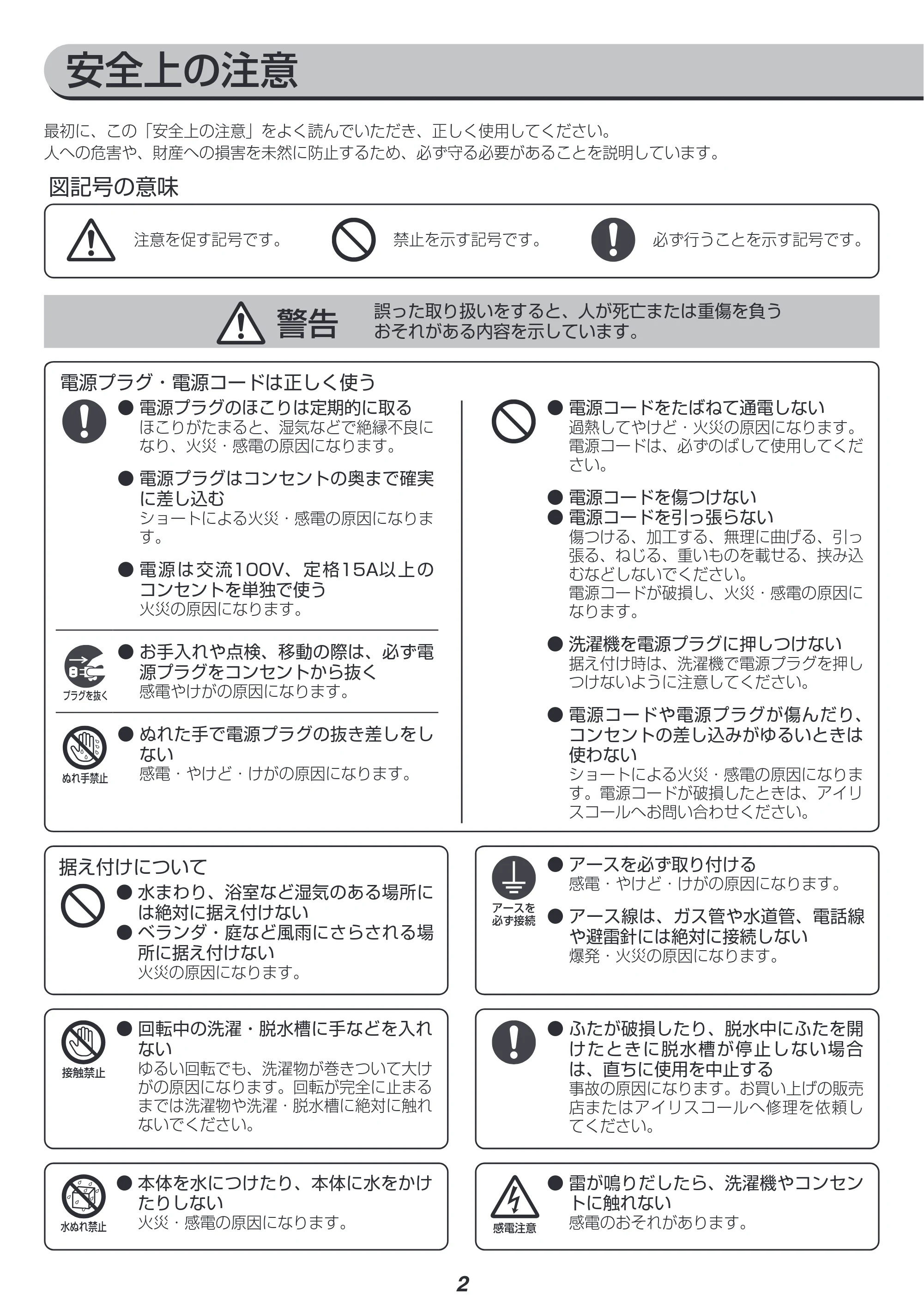 アイリスオーヤマ IAW-T704 取扱説明書 — 原本ページ — 2ページ