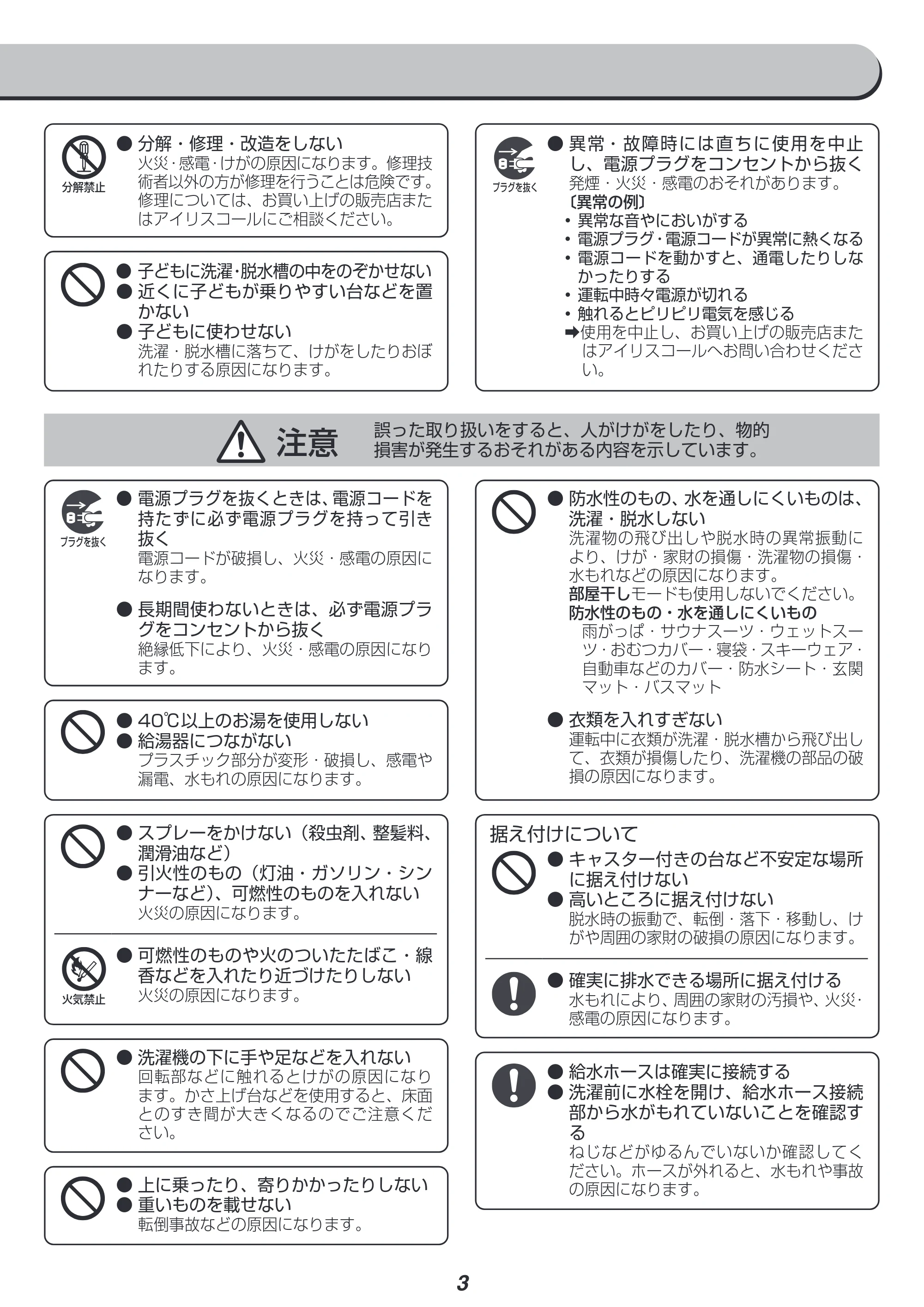 アイリスオーヤマ IAW-T704 取扱説明書 — 原本ページ — 3ページ