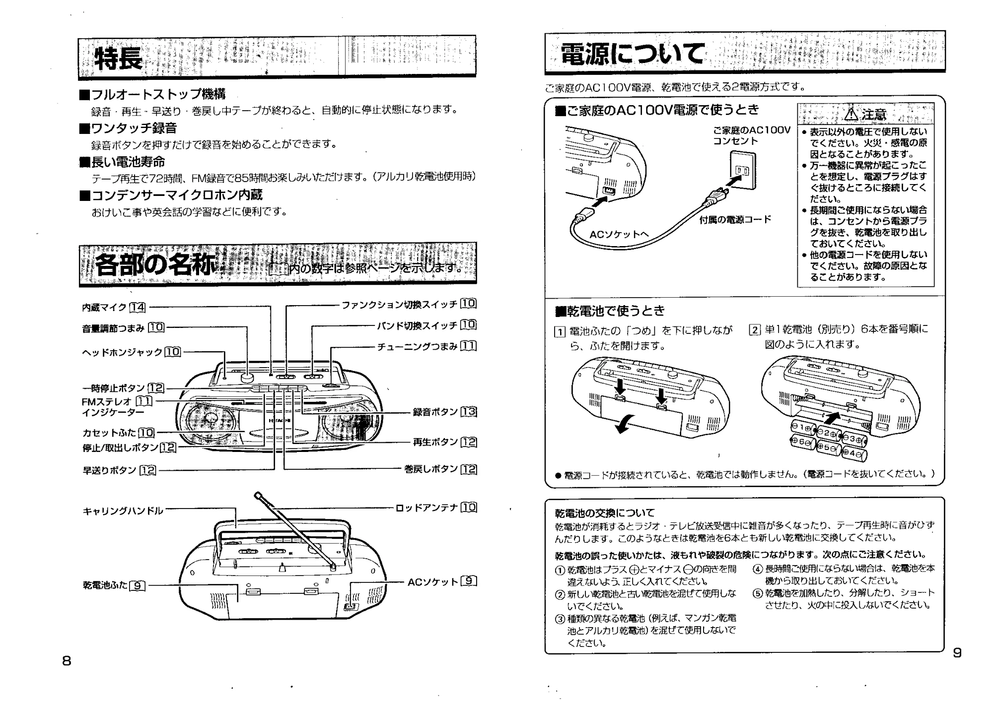 日立 TRKS50 取扱説明書 — 特長 — 原本ページ — 5ページ
