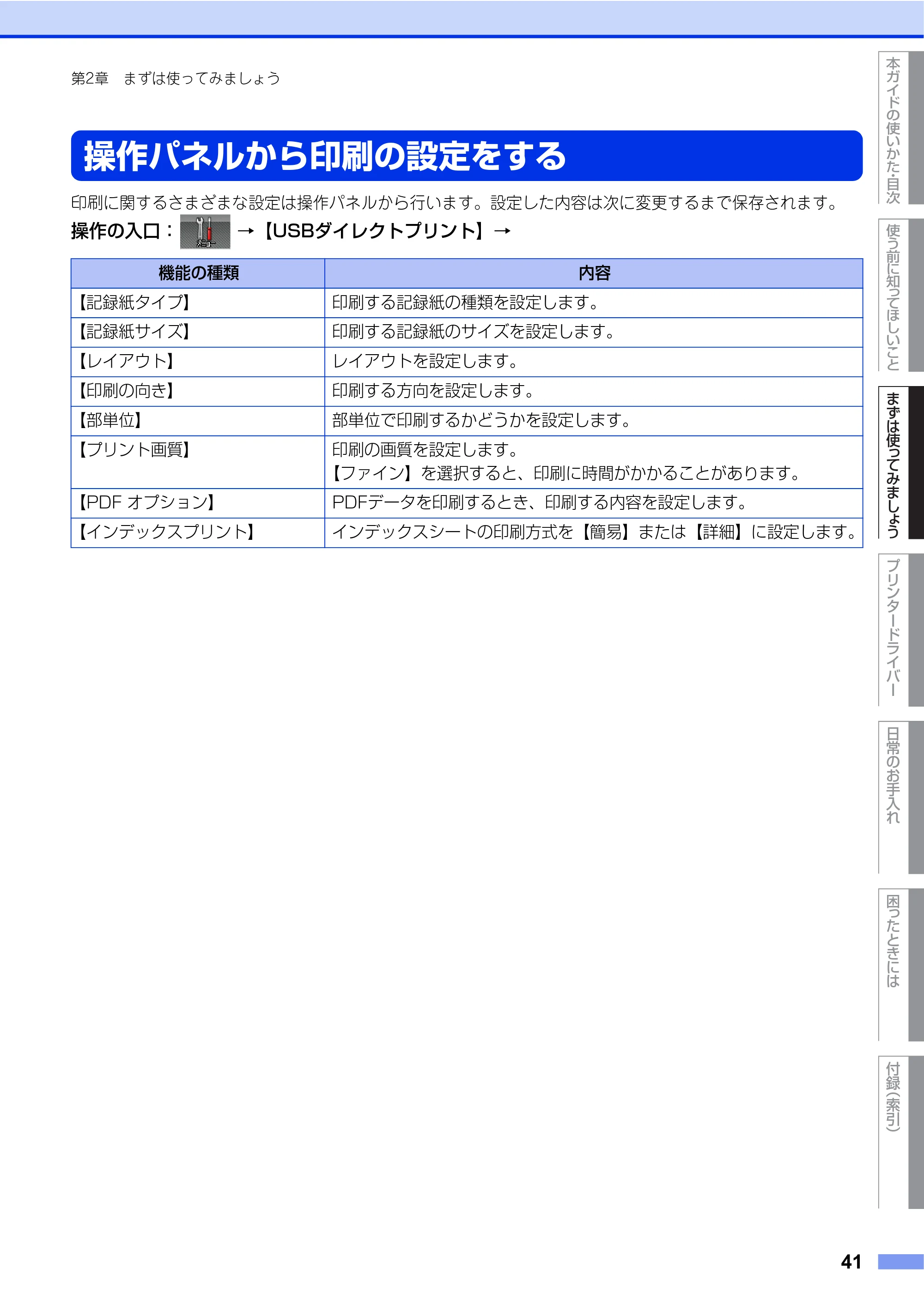 ブラザー HL-L9200CDWT ユーザーズガイド — 操作パネルから印刷の設定をする — 原本ページ — 41ページ