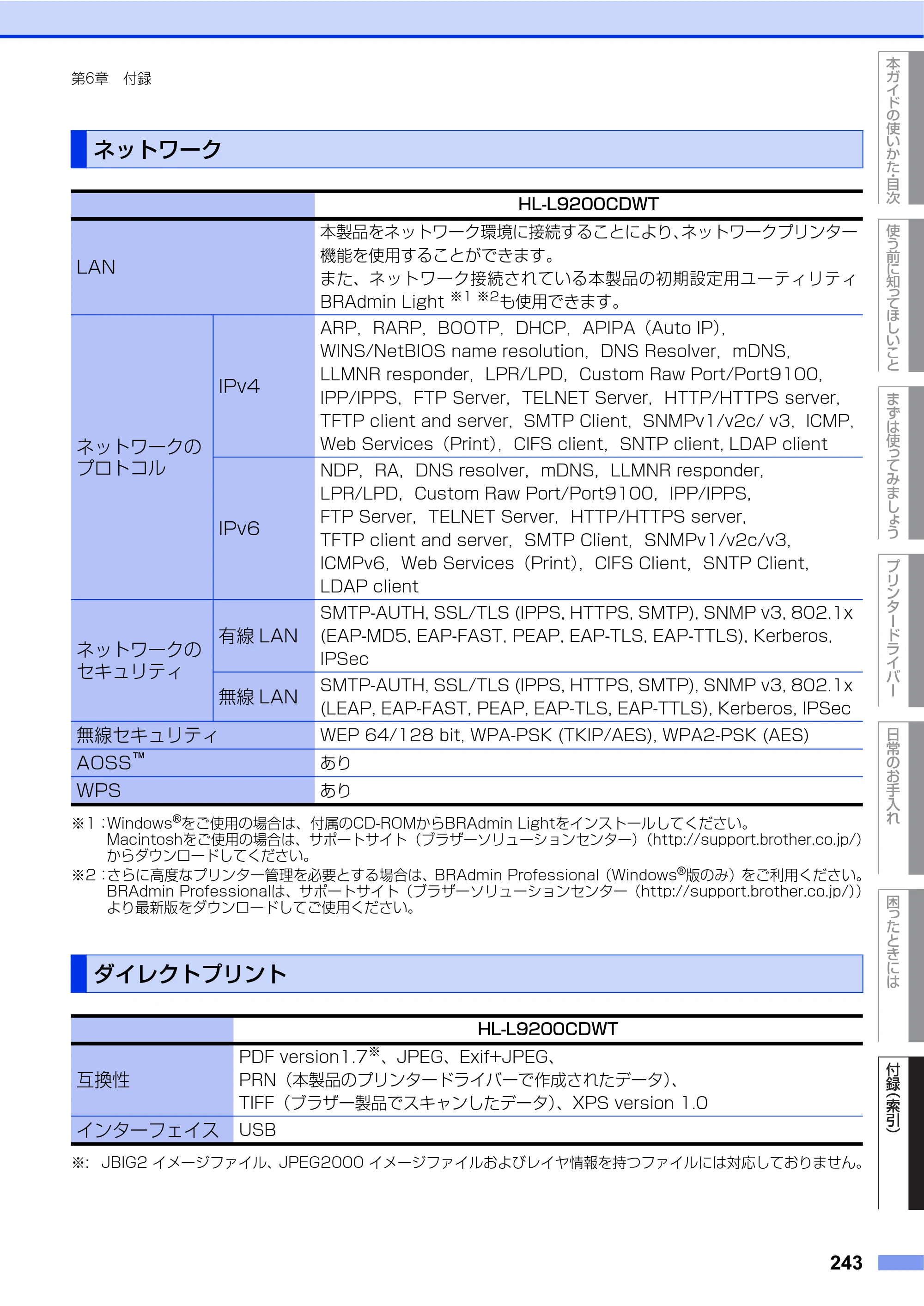 ブラザー HL-L9200CDWT ユーザーズガイド — ネットワーク — 原本ページ — 243ページ