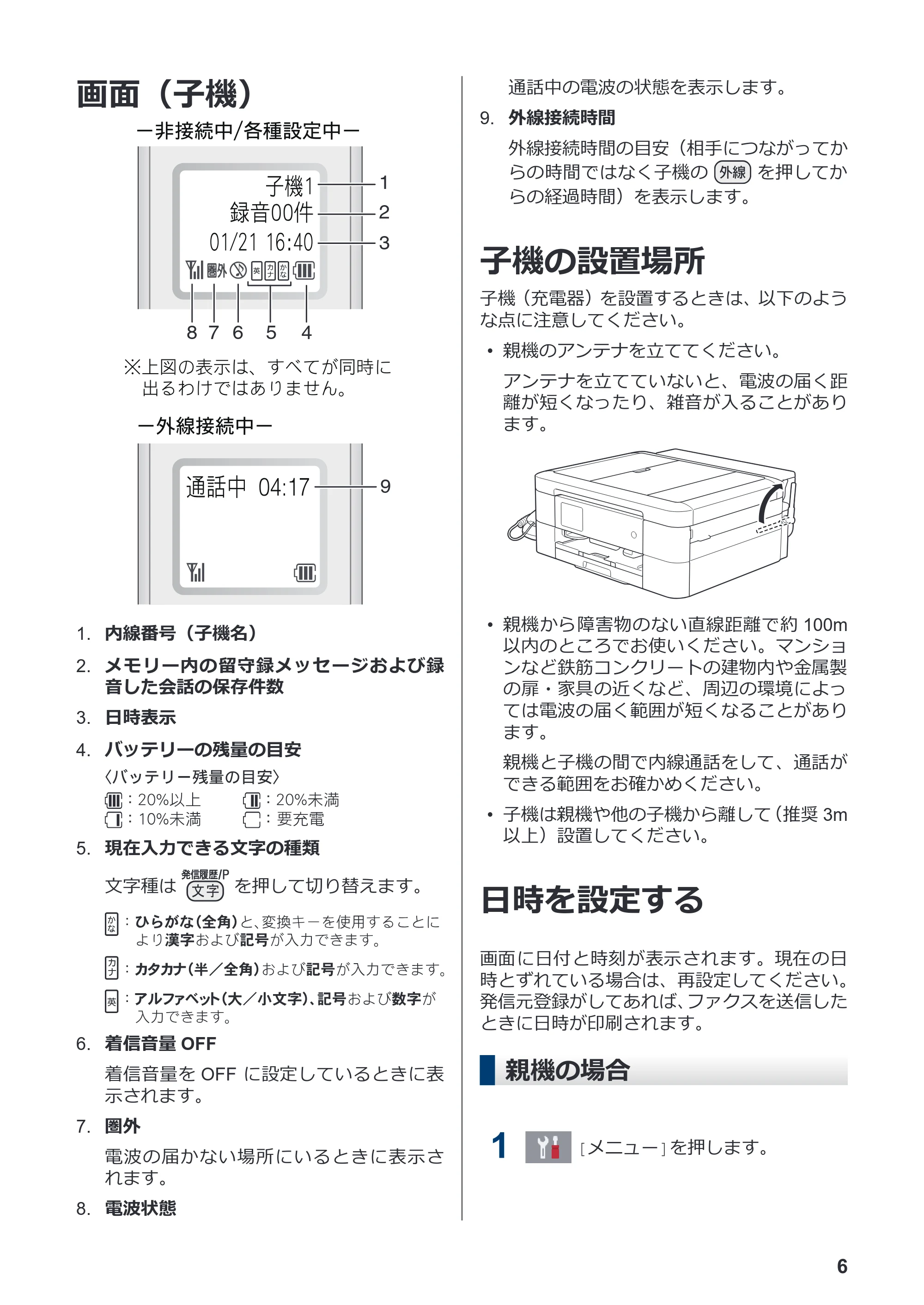 ブラザー MFC-J998DN / MFC-J998DWN / MFC-J738DN / MFC-J738DWN かんたん操作ガイド — 画面（子機） — 原本ページ — 12ページ
