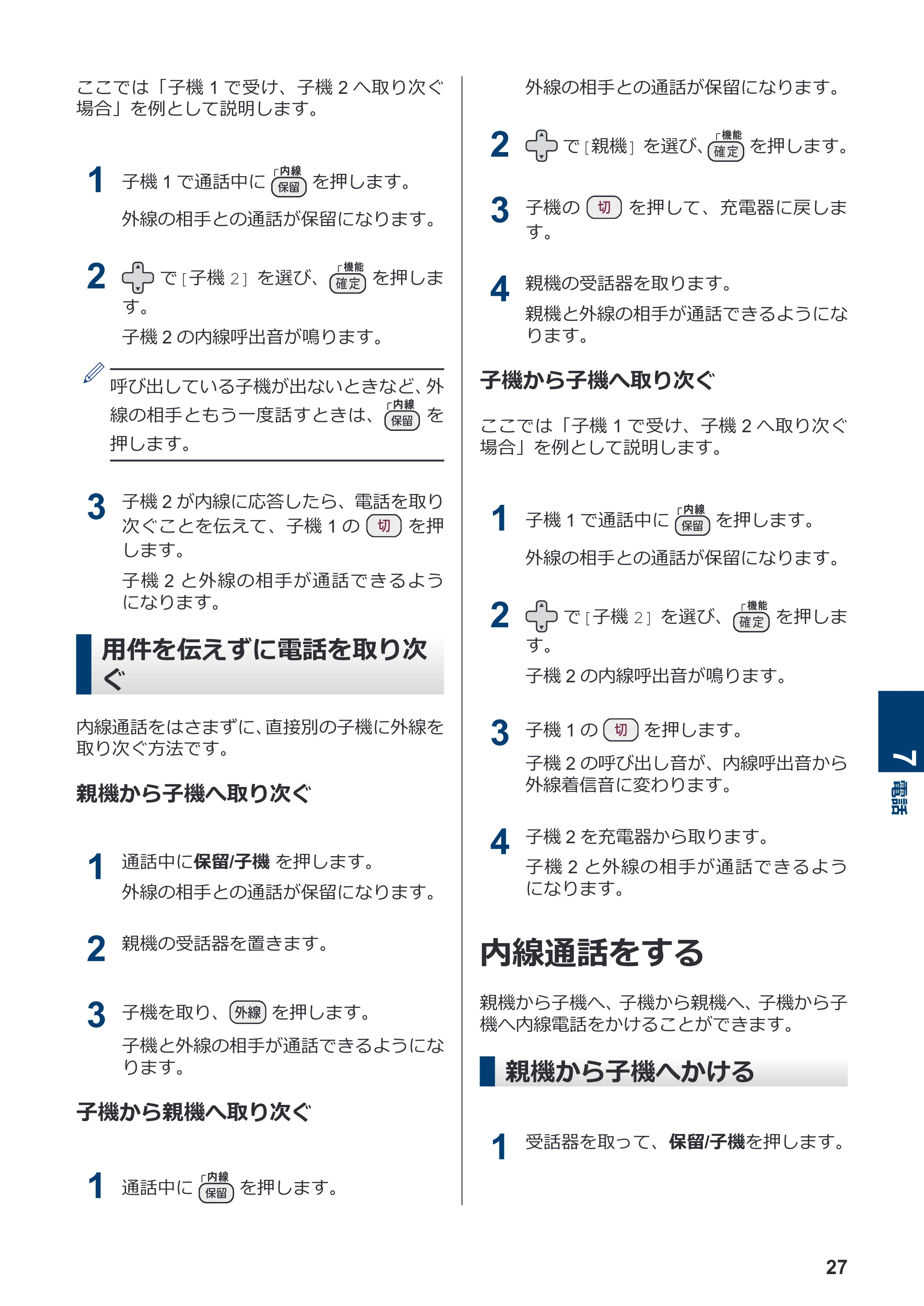 ブラザー MFC-J998DN / MFC-J998DWN / MFC-J738DN / MFC-J738DWN かんたん操作ガイド — 用件を伝えずに電話を取り次ぐ — 原本ページ — 33ページ