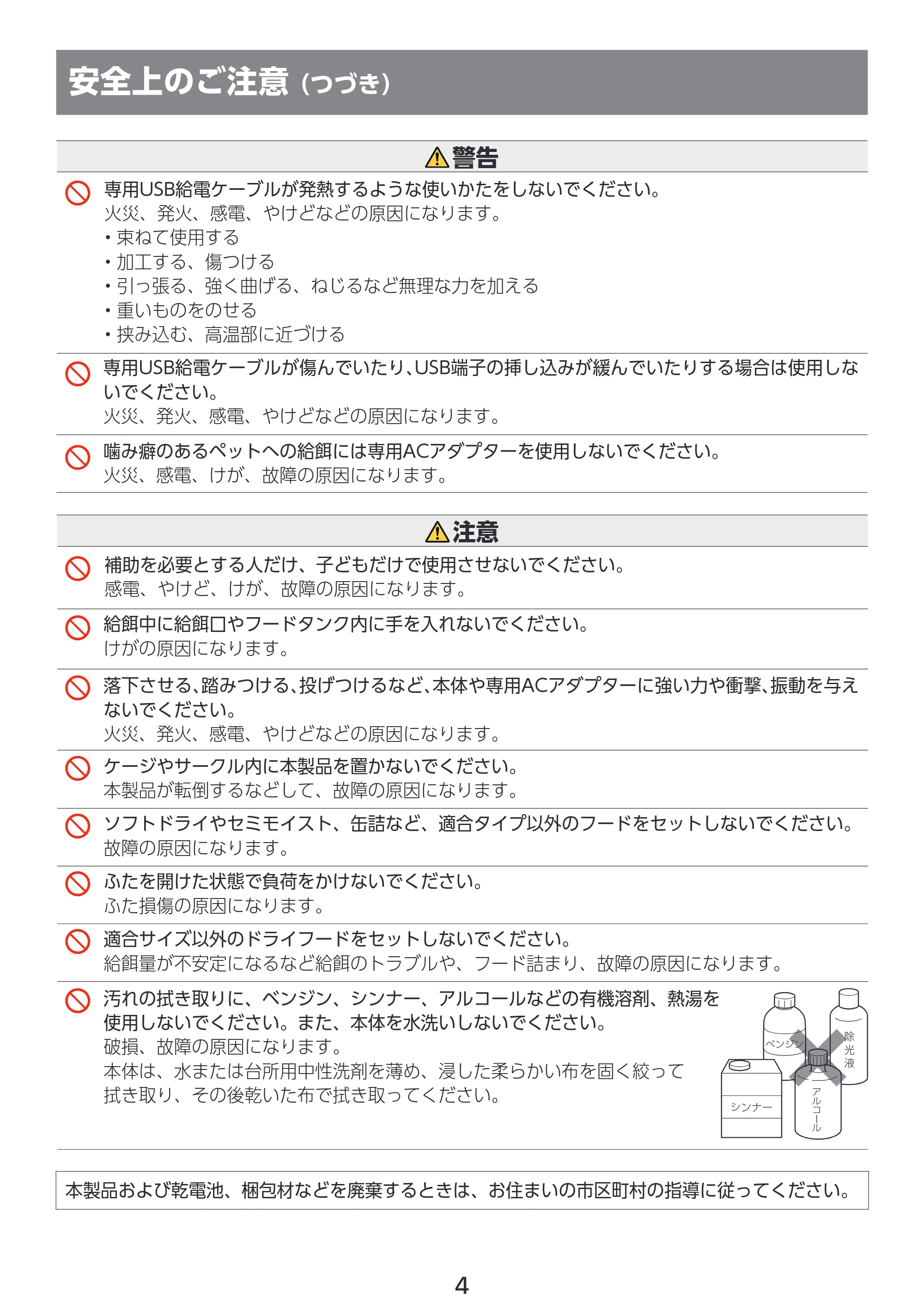 エレコム PET-AF03WH 取扱説明書 — 安全上のご注意 (つづき) — 原本ページ — 5ページ